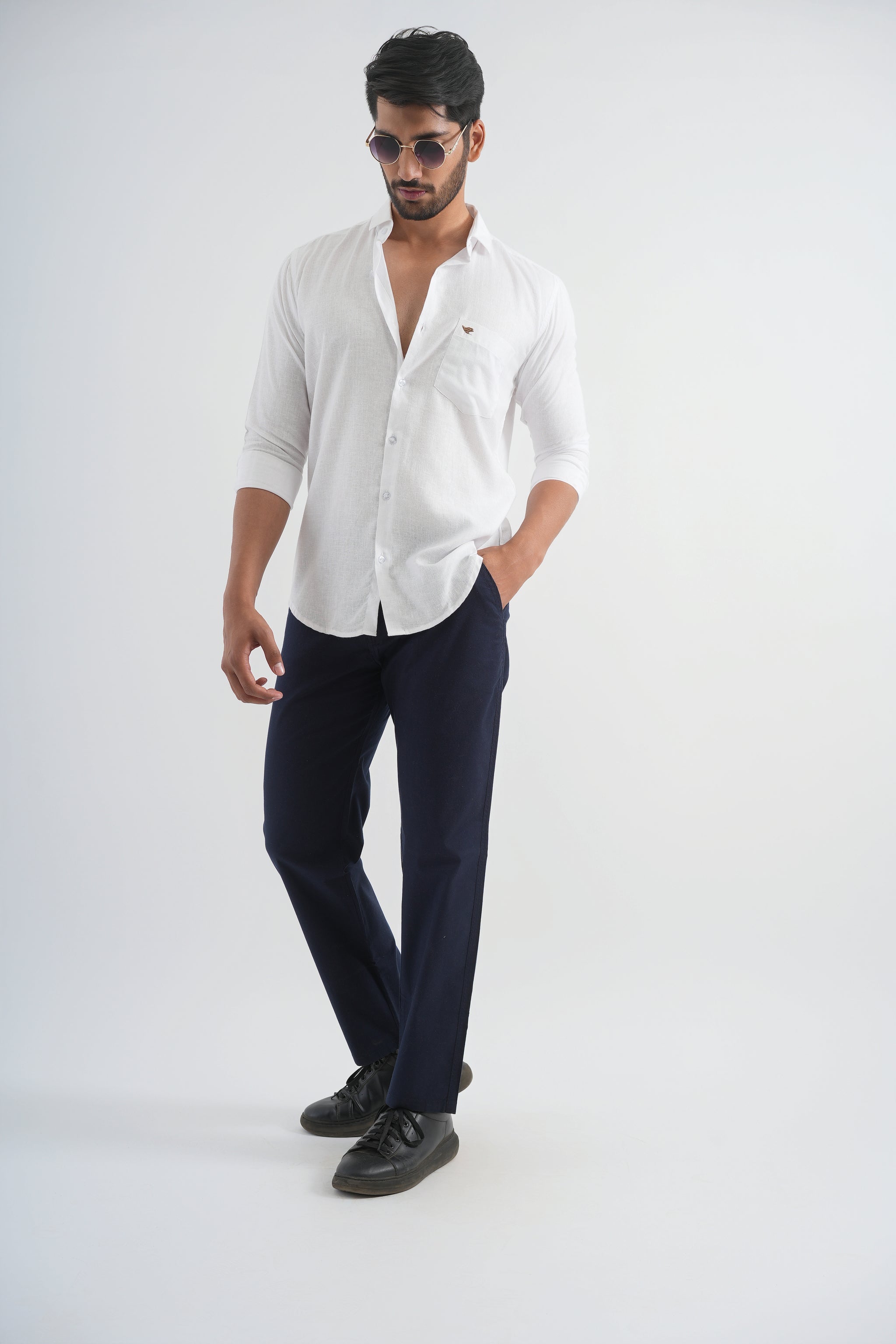 Viscose Linen Shirt - White Colour - Eagle Ray