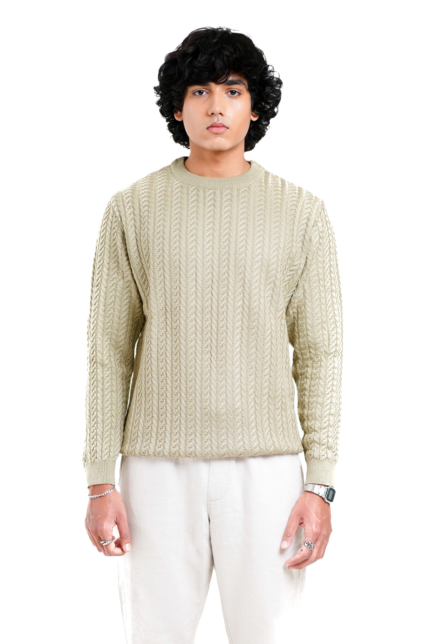 Cable Knit Sweater in Soft Amber