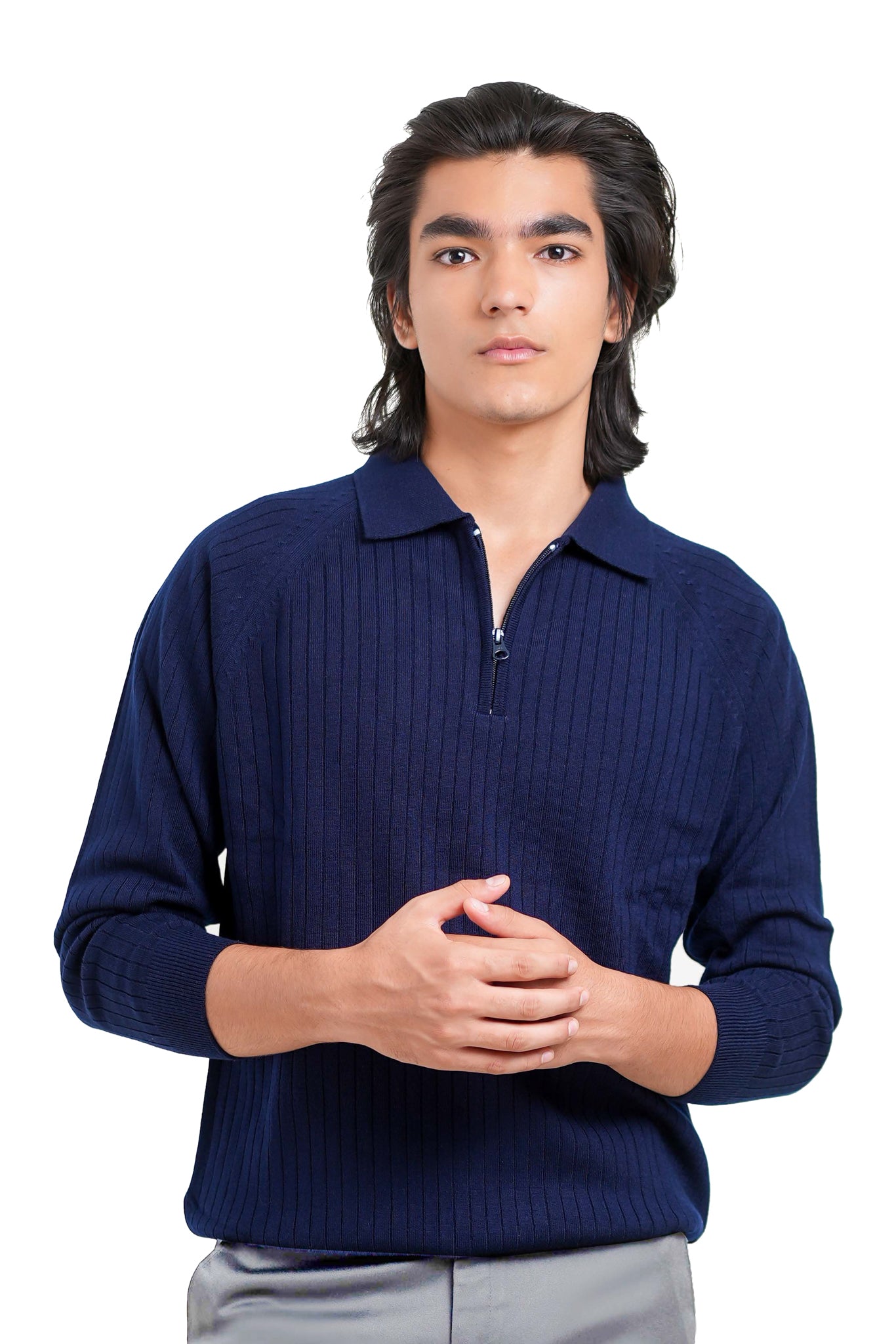 Core Zip Polo in Rhino Blue