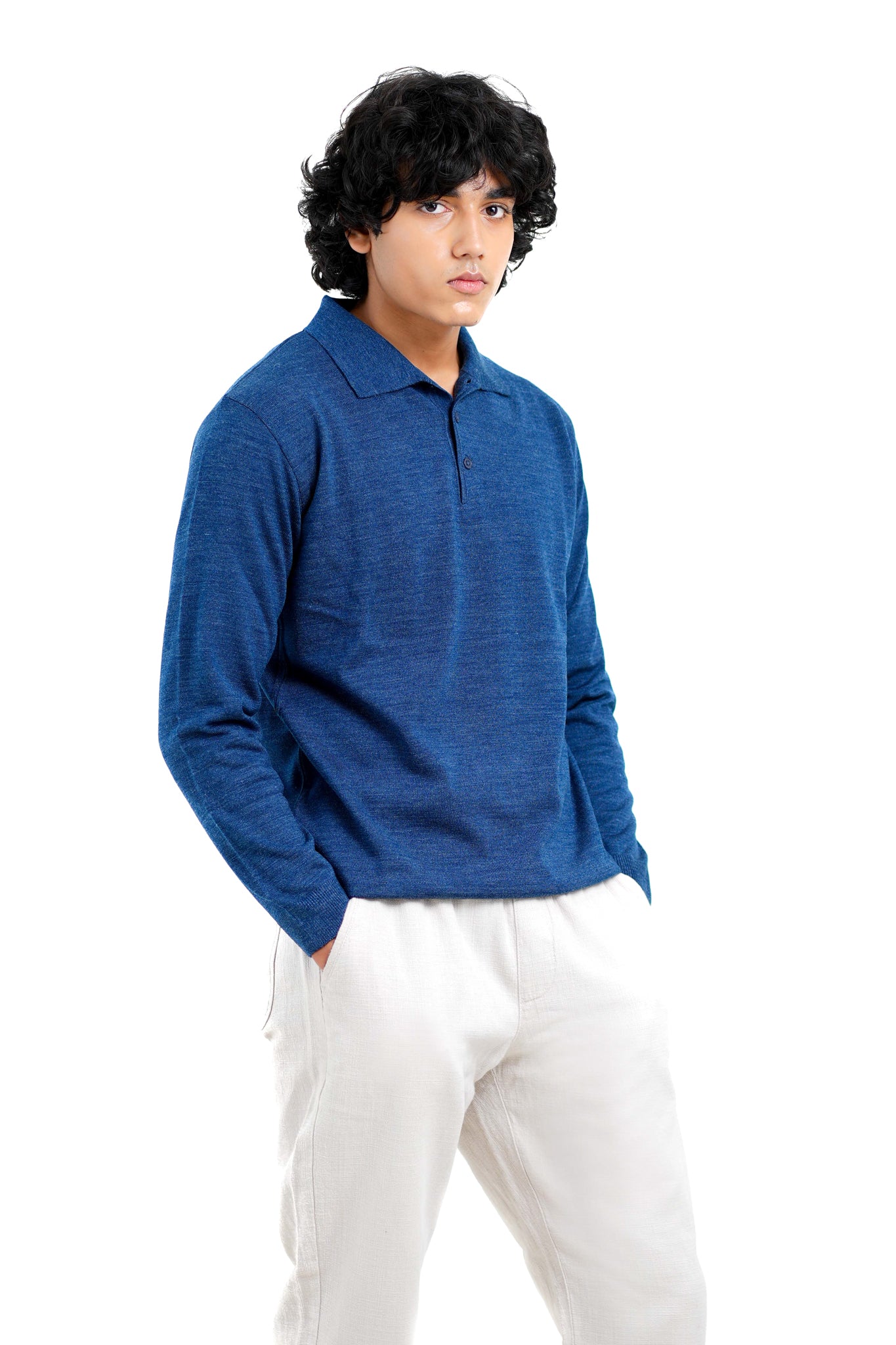 Luxe Polo In Mid Blue