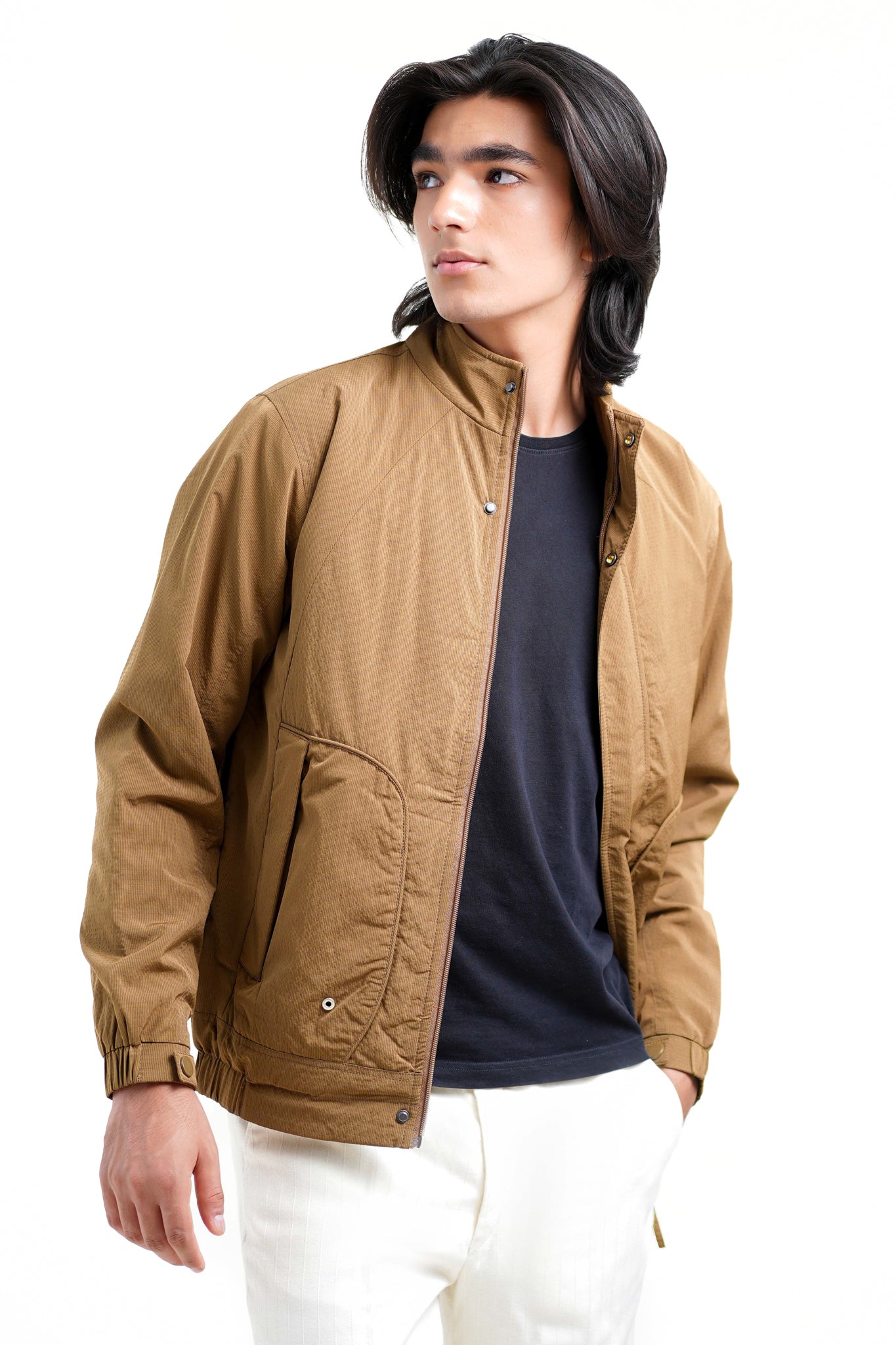 Bomber Jacket in Dark Sand
