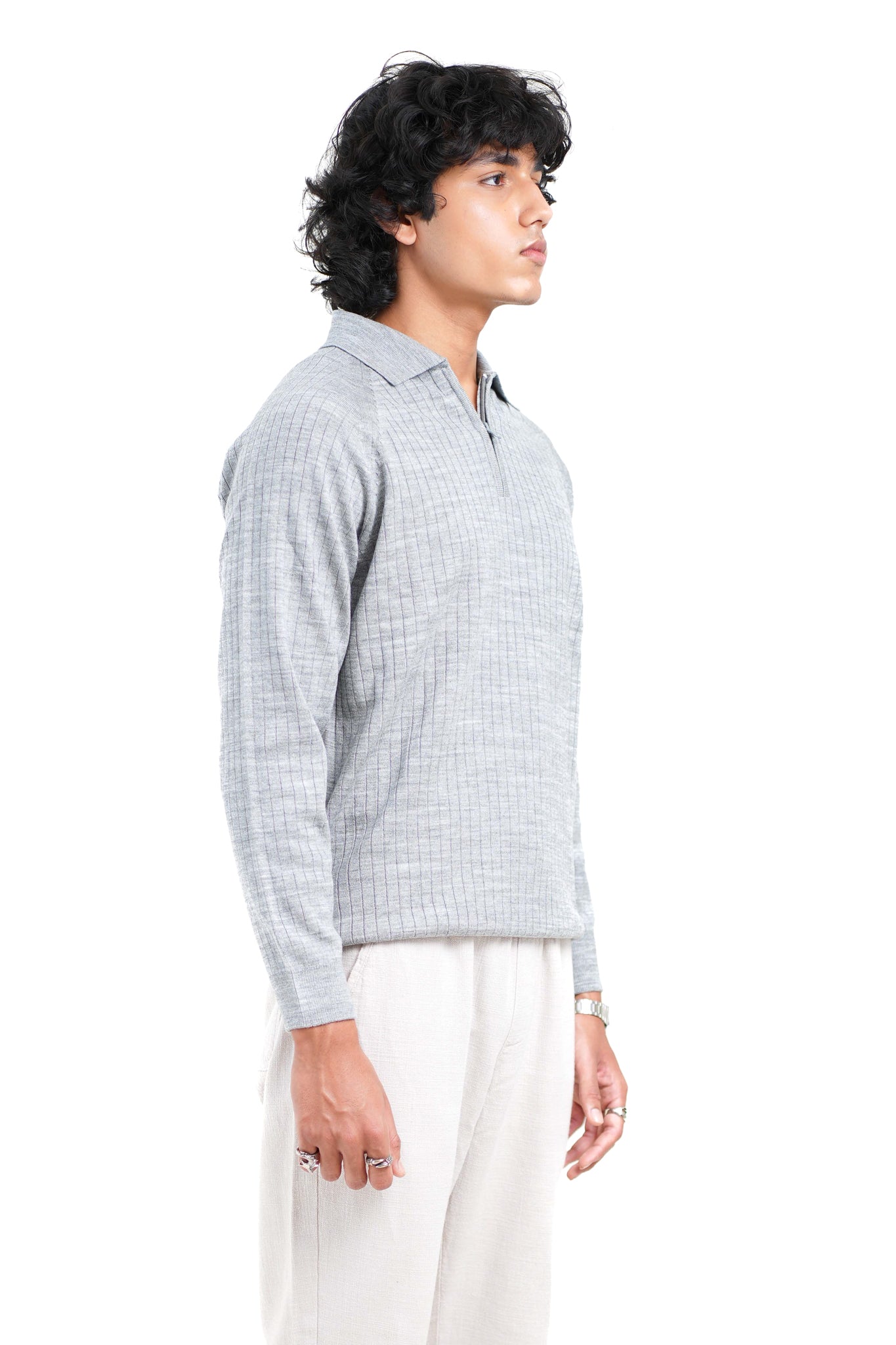 Core Zip Polo In Grey