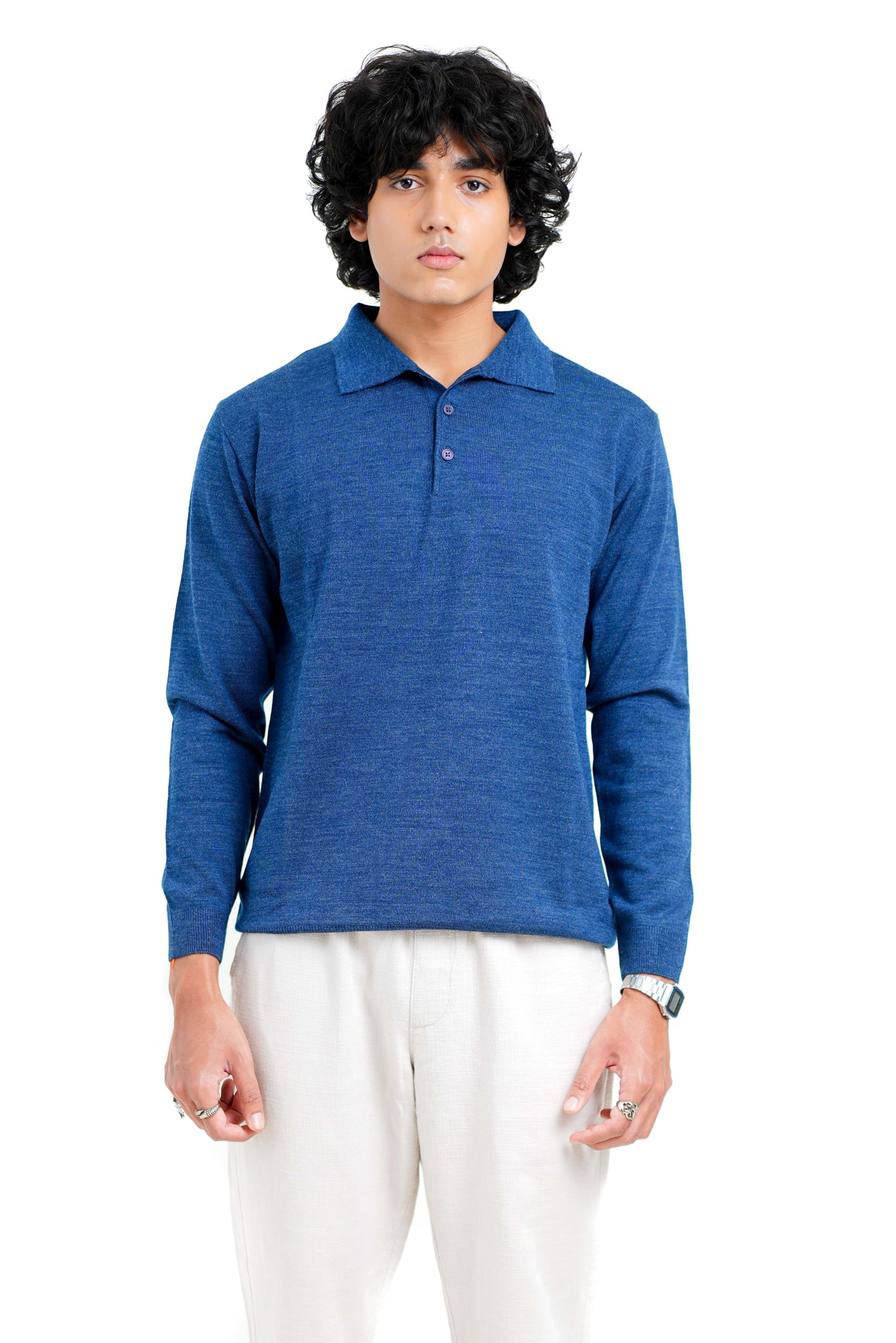 Luxe Polo In Mid Blue
