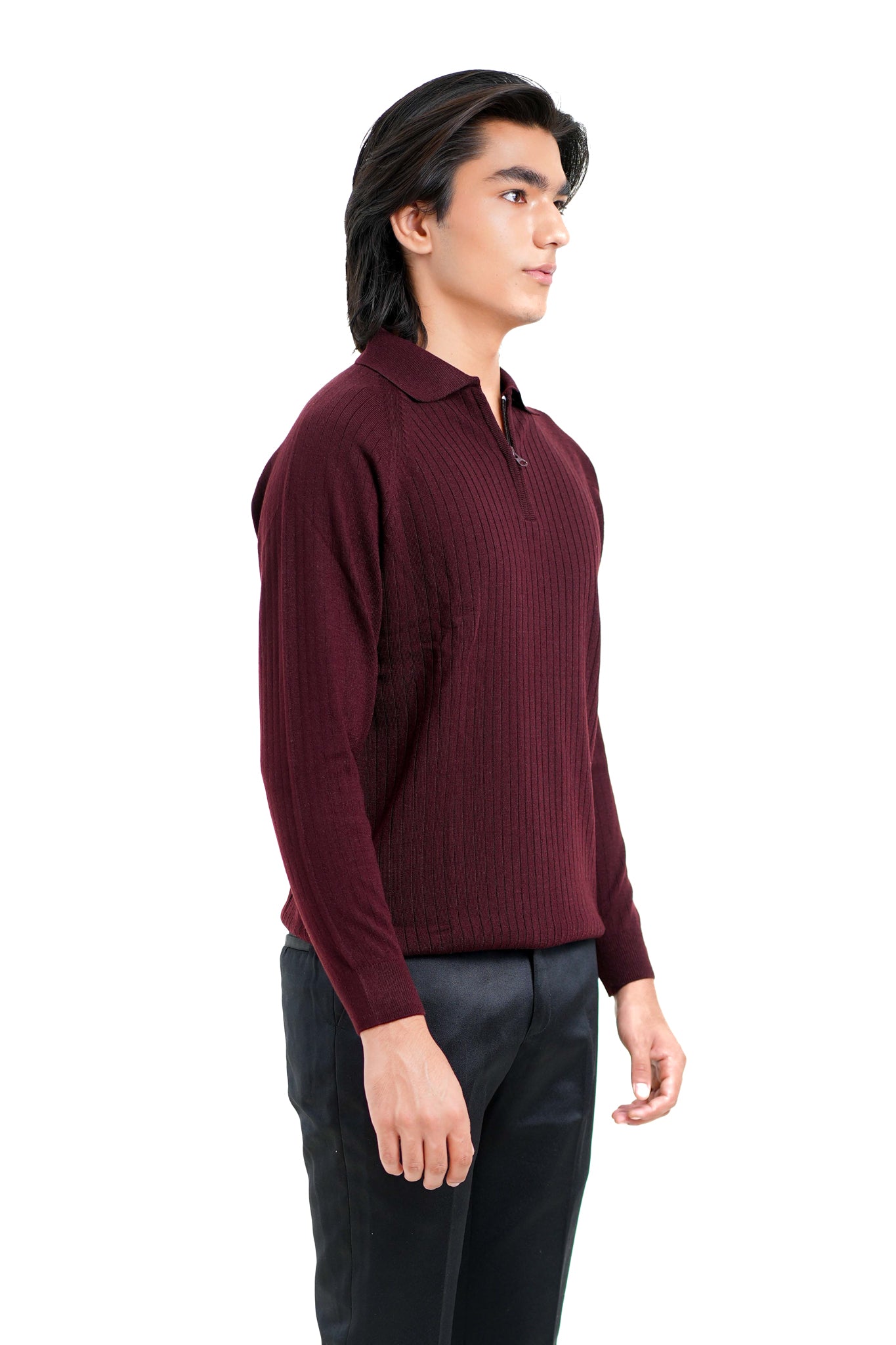 Core Zip Polo in Maroon