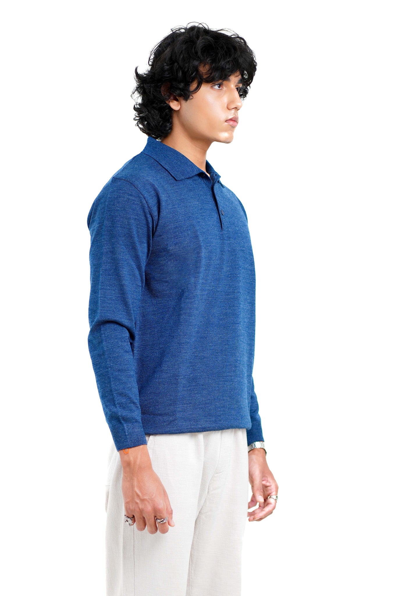 Luxe Polo In Mid Blue