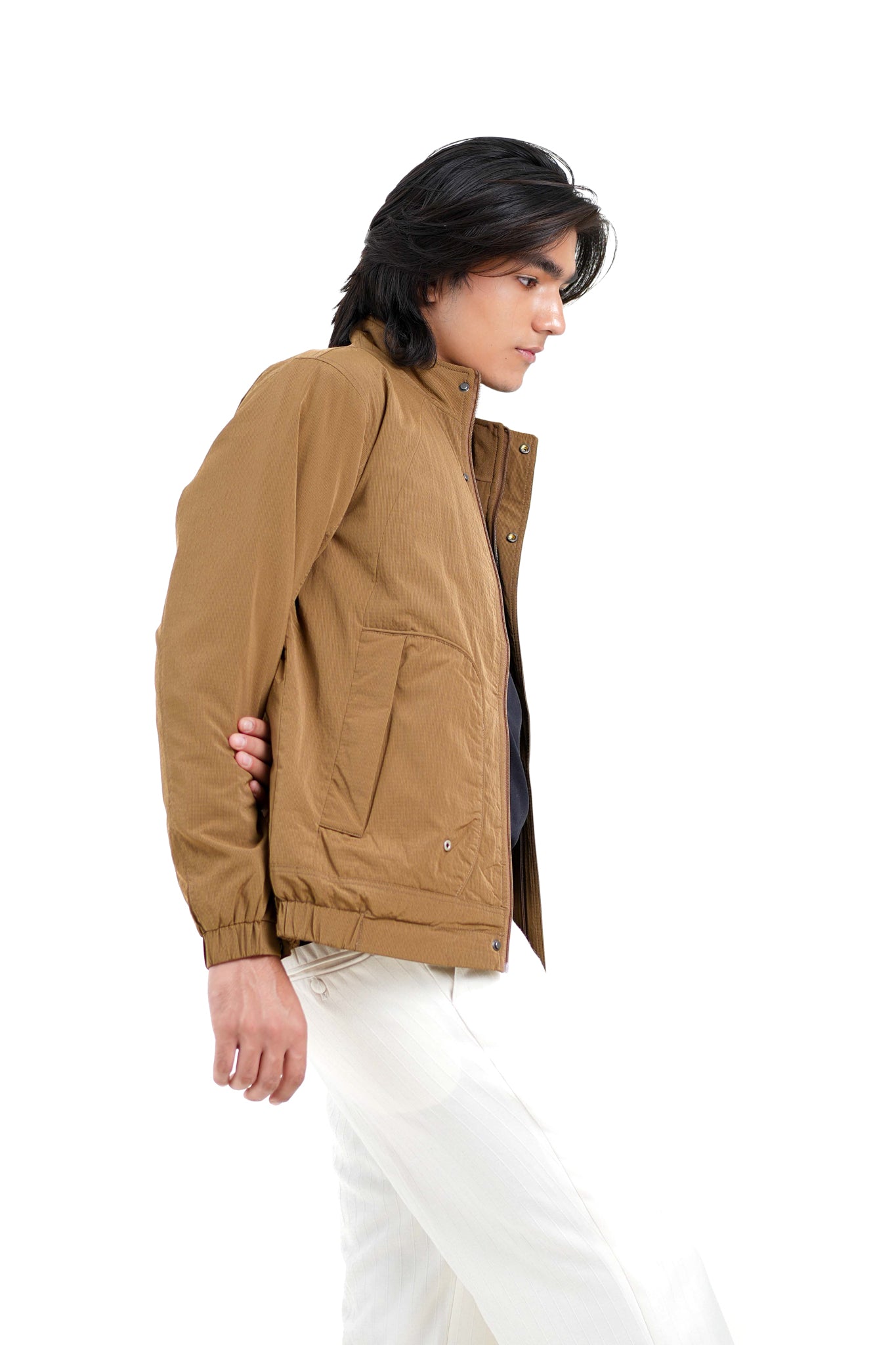 Bomber Jacket in Dark Sand