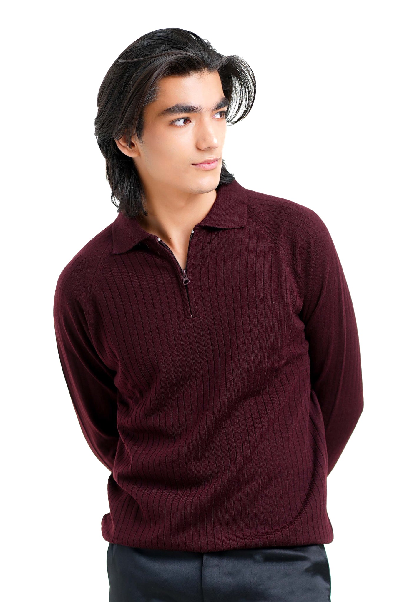 Core Zip Polo in Maroon
