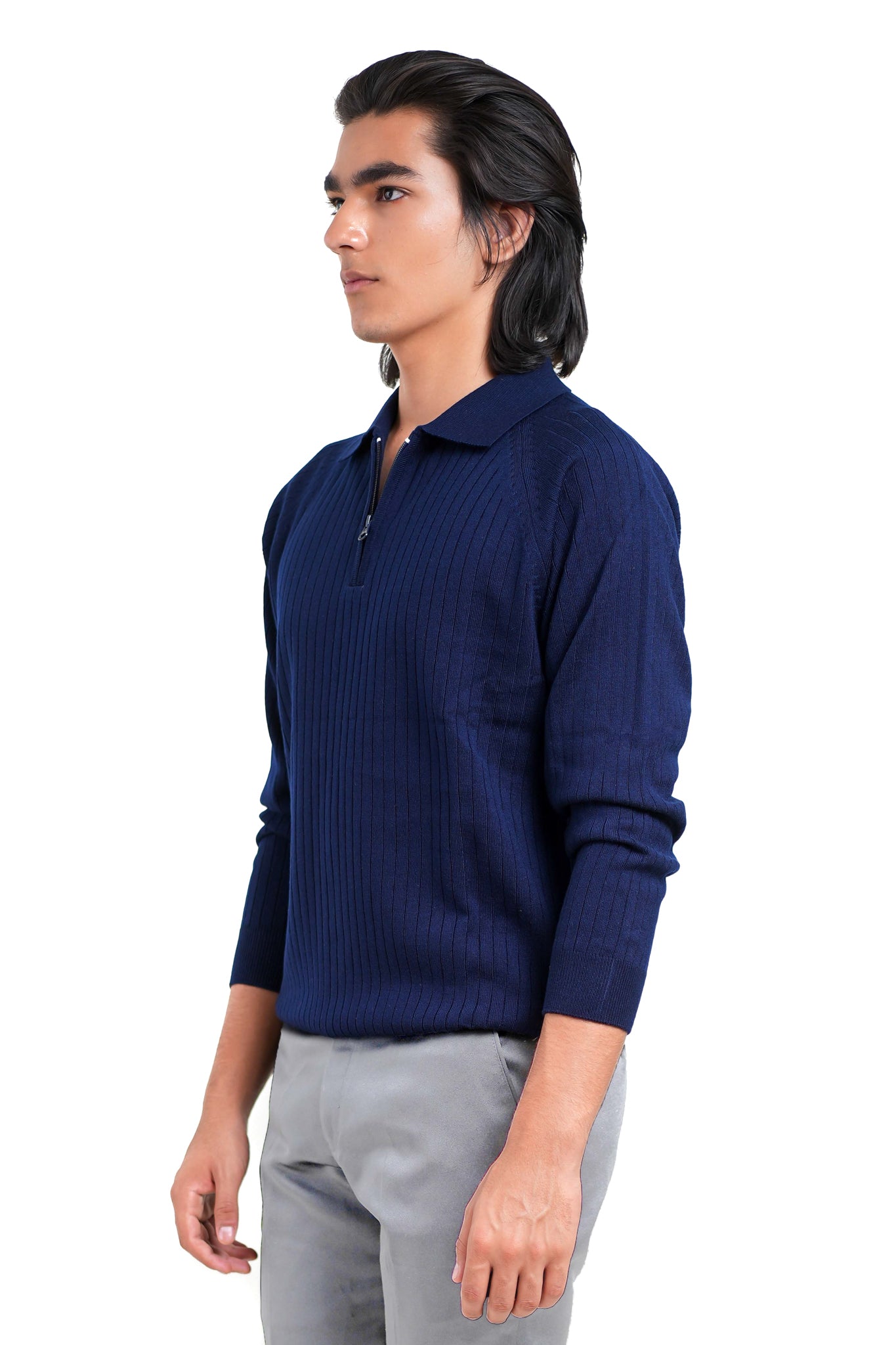 Core Zip Polo in Rhino Blue