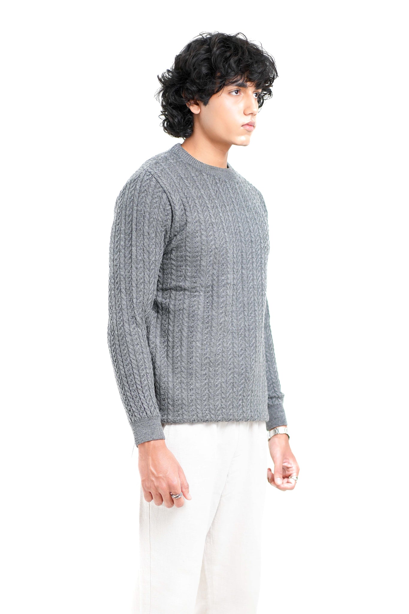 Cable Knit Sweater in Grey