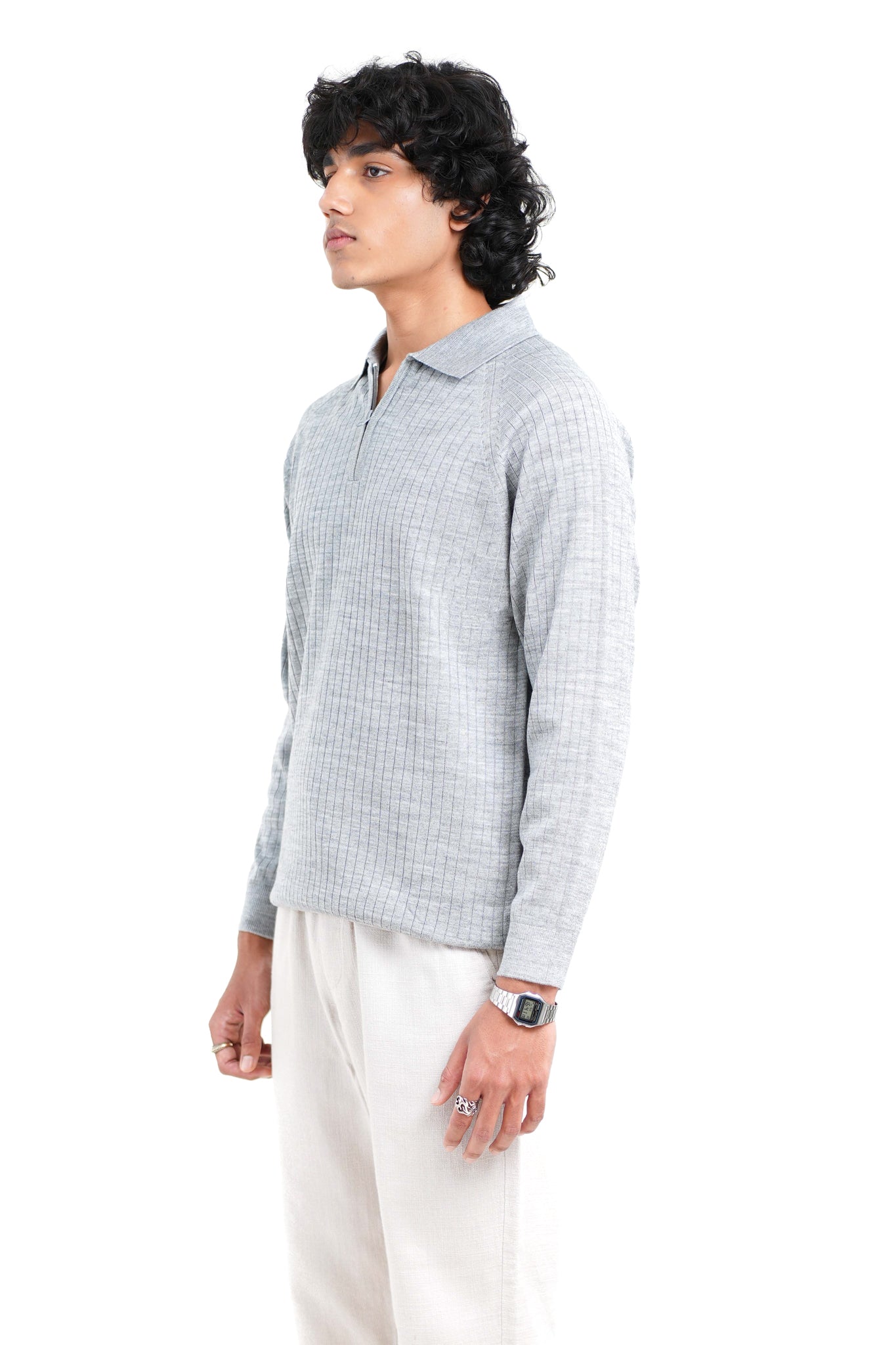 Core Zip Polo In Grey