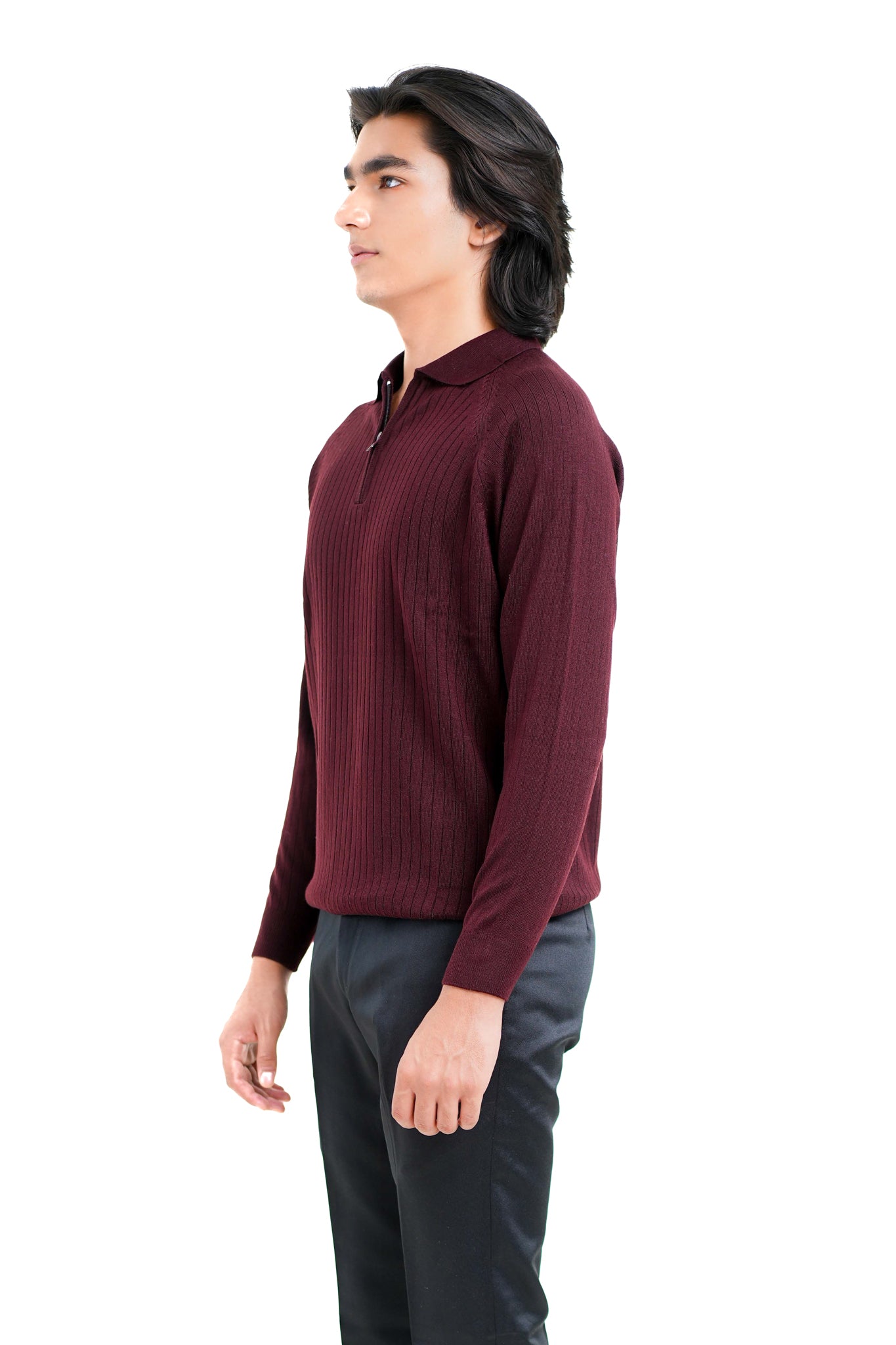 Core Zip Polo in Maroon
