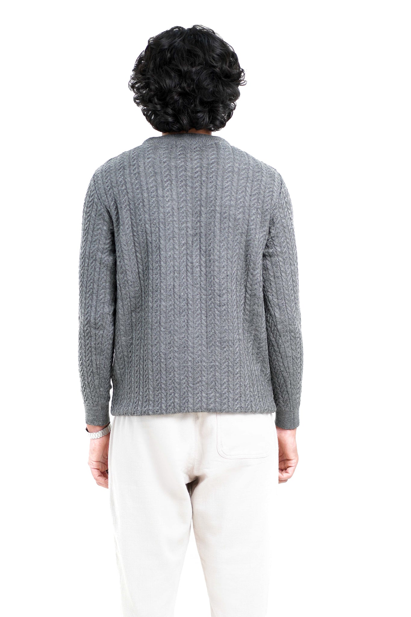 Cable Knit Sweater in Grey