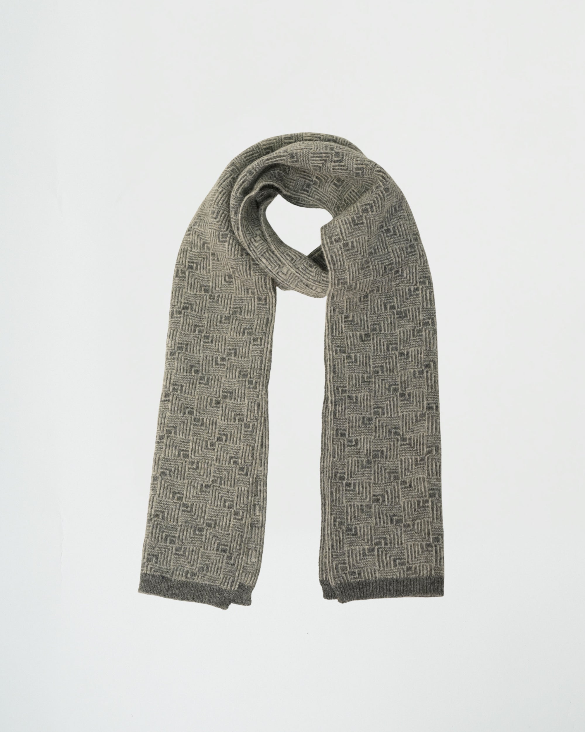 Gray patterned scarf on a white background