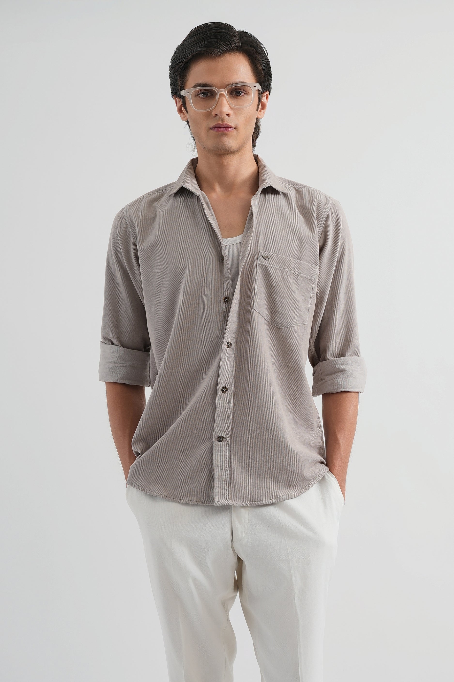 Ash Grey Corduroy Shirt