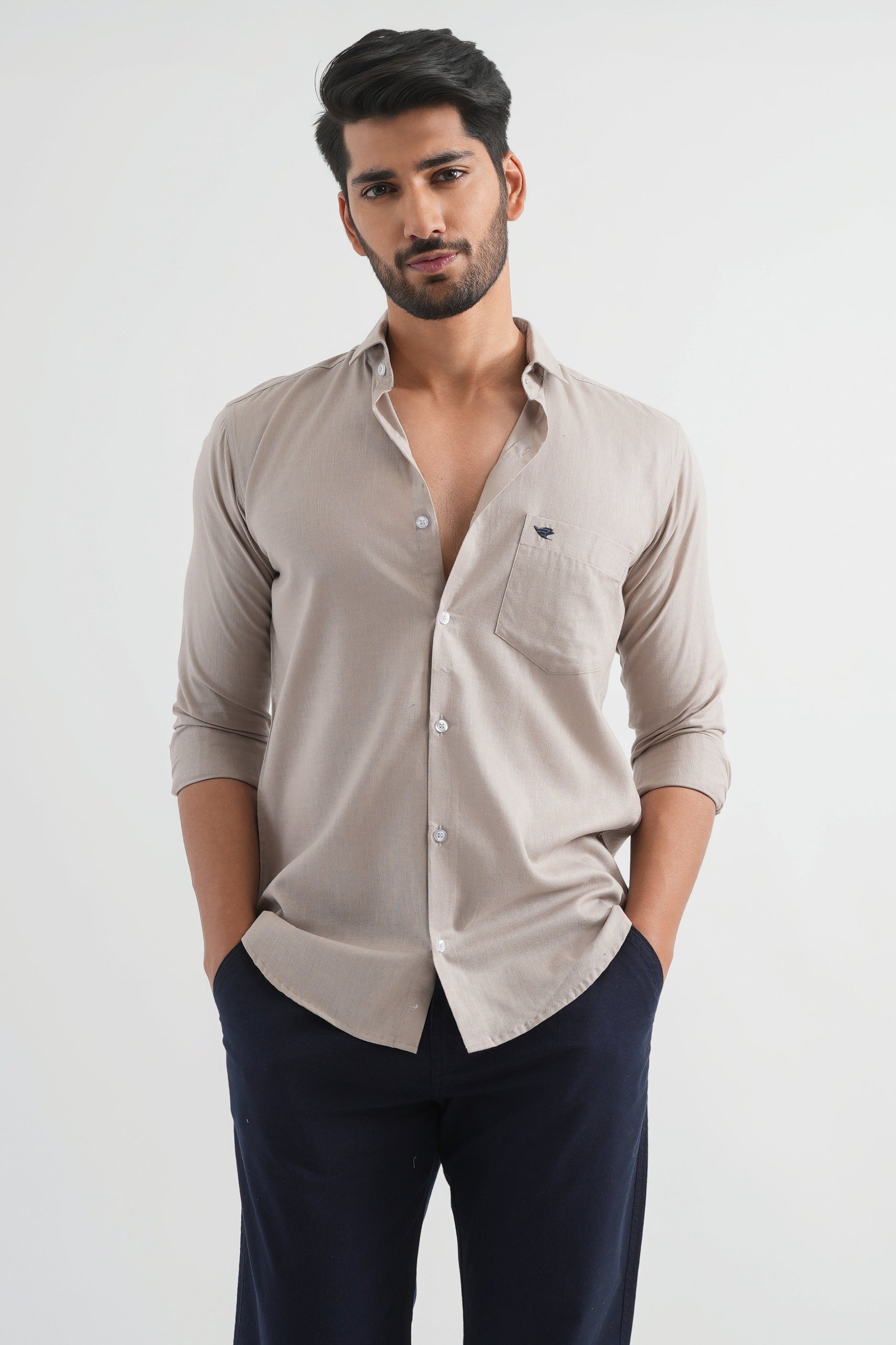 Pastel Grey Lyocell Linen Shirt