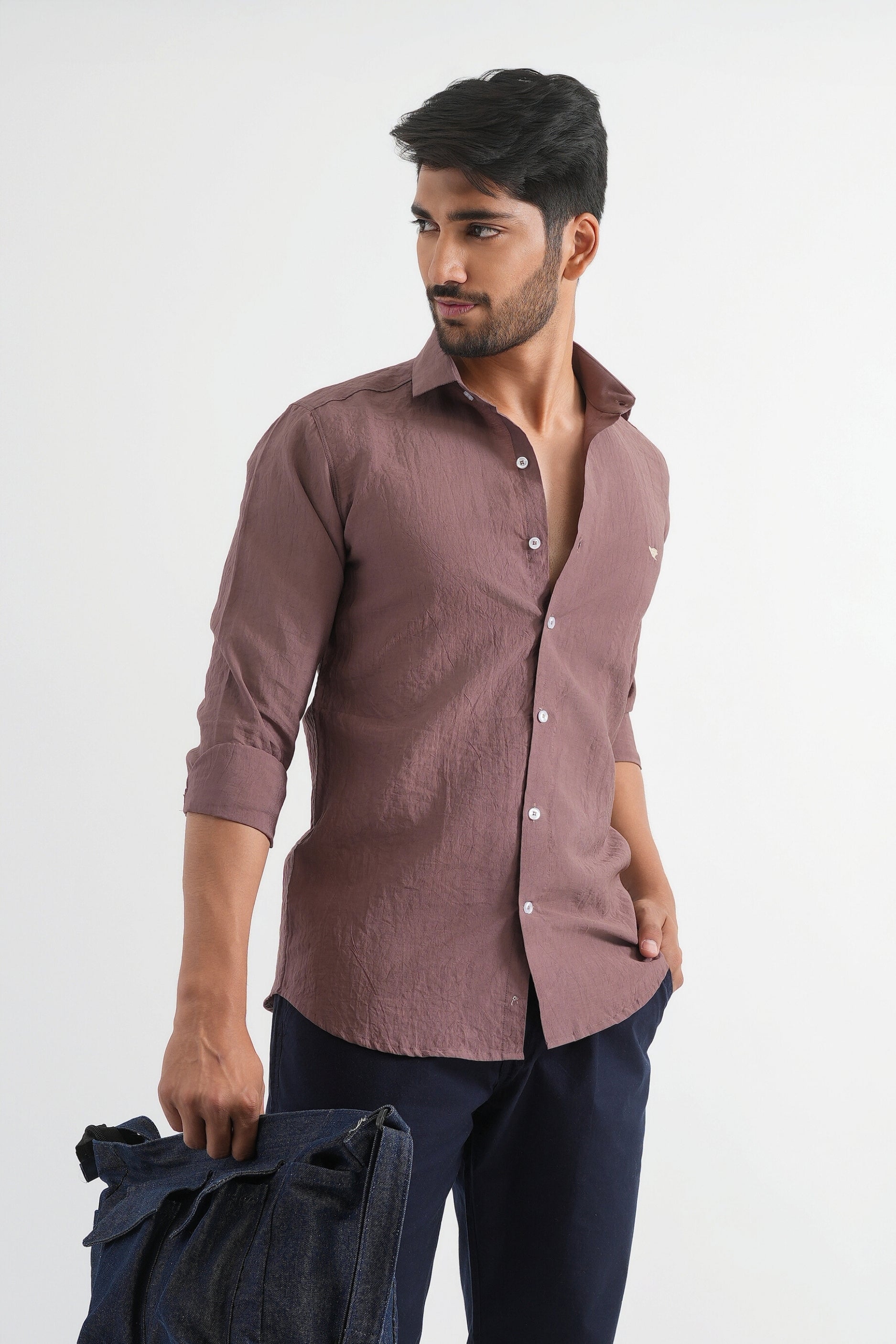 Rose Taupe Crushed Cotton Shirt