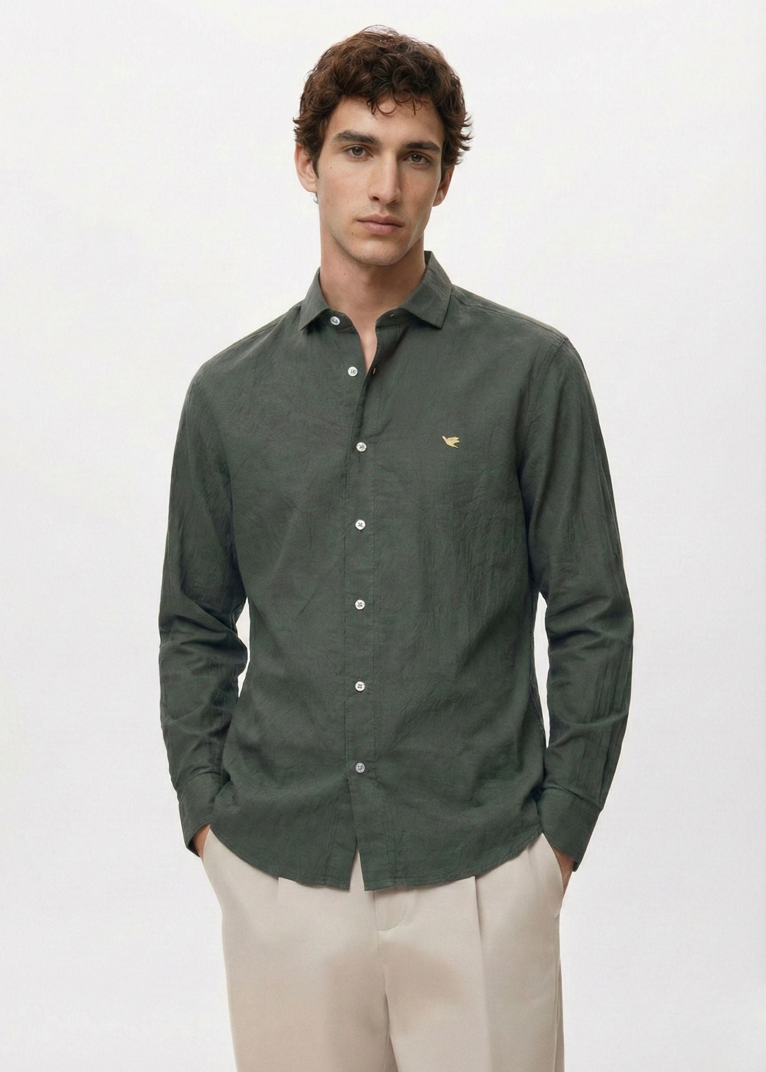 Lunar Green Crushed Cotton Shirt