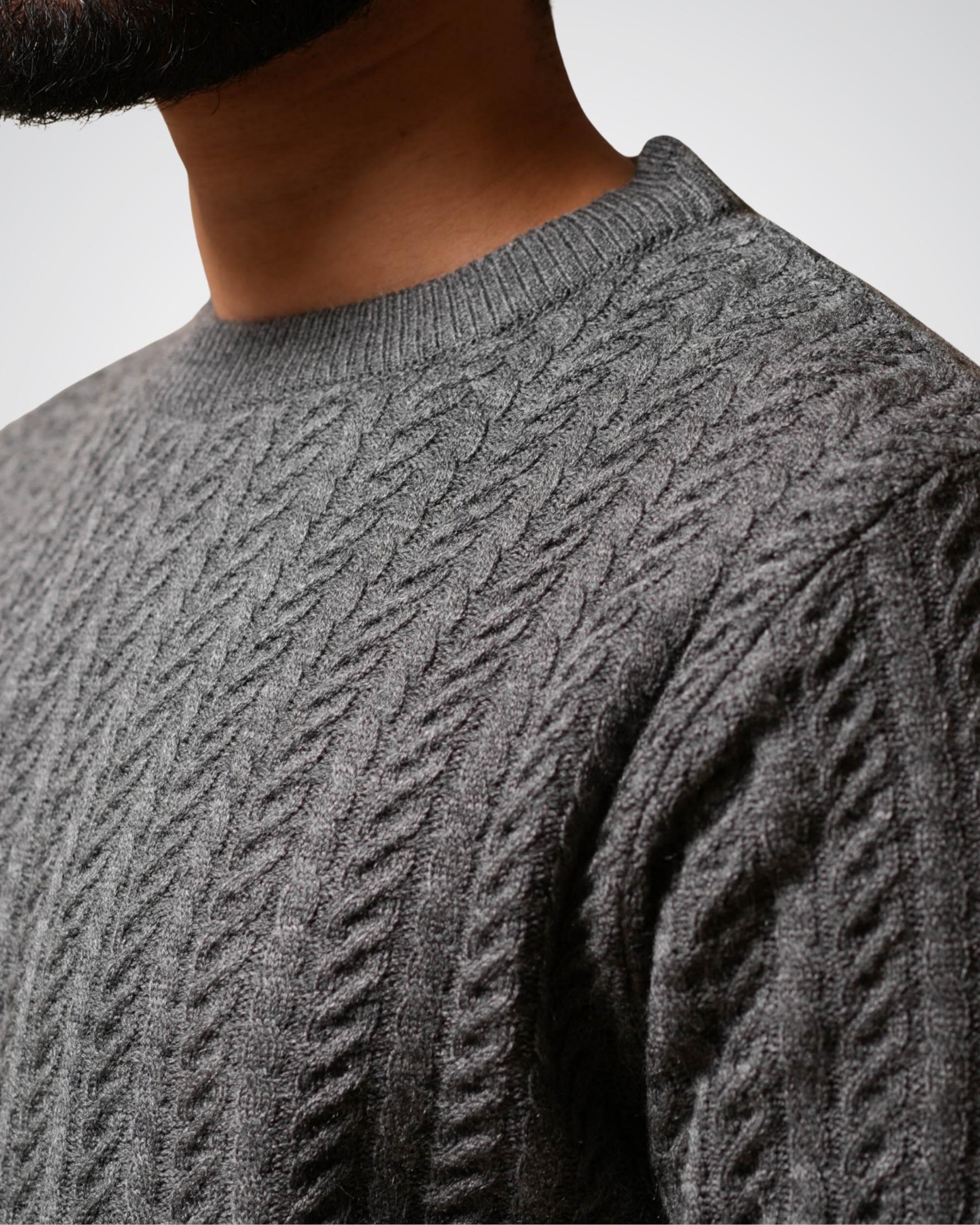 Cable Knit Sweater in Grey