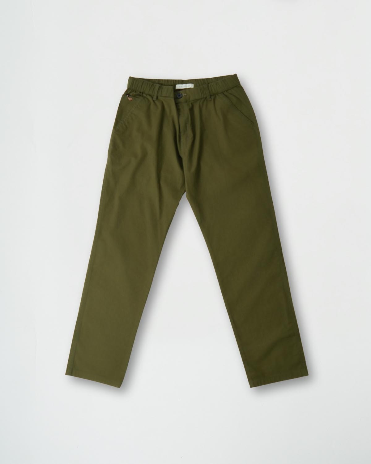 Green Cotton Drawstring Pants