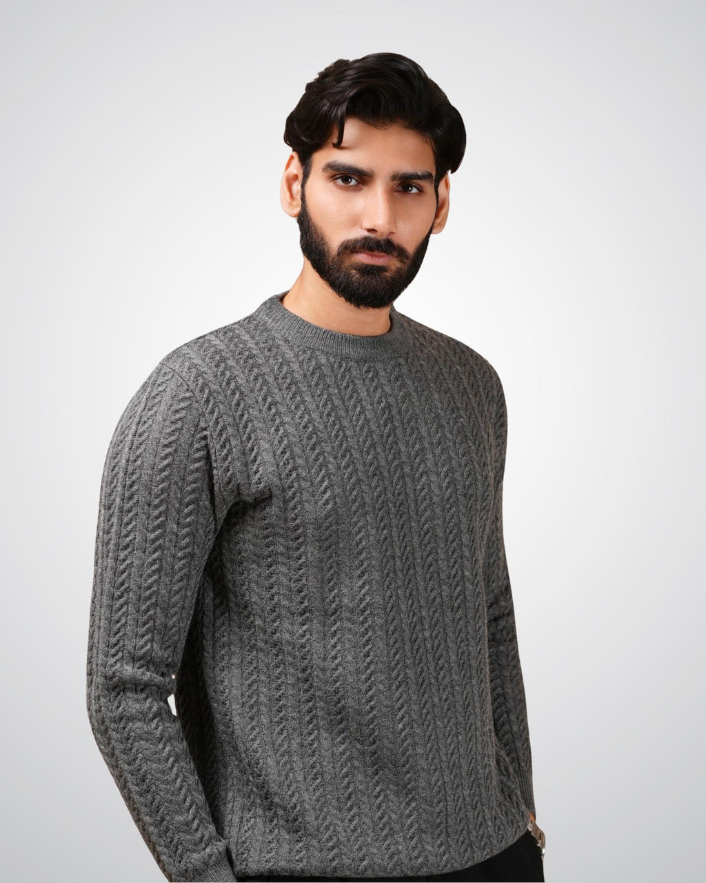 Cable Knit Sweater in Grey