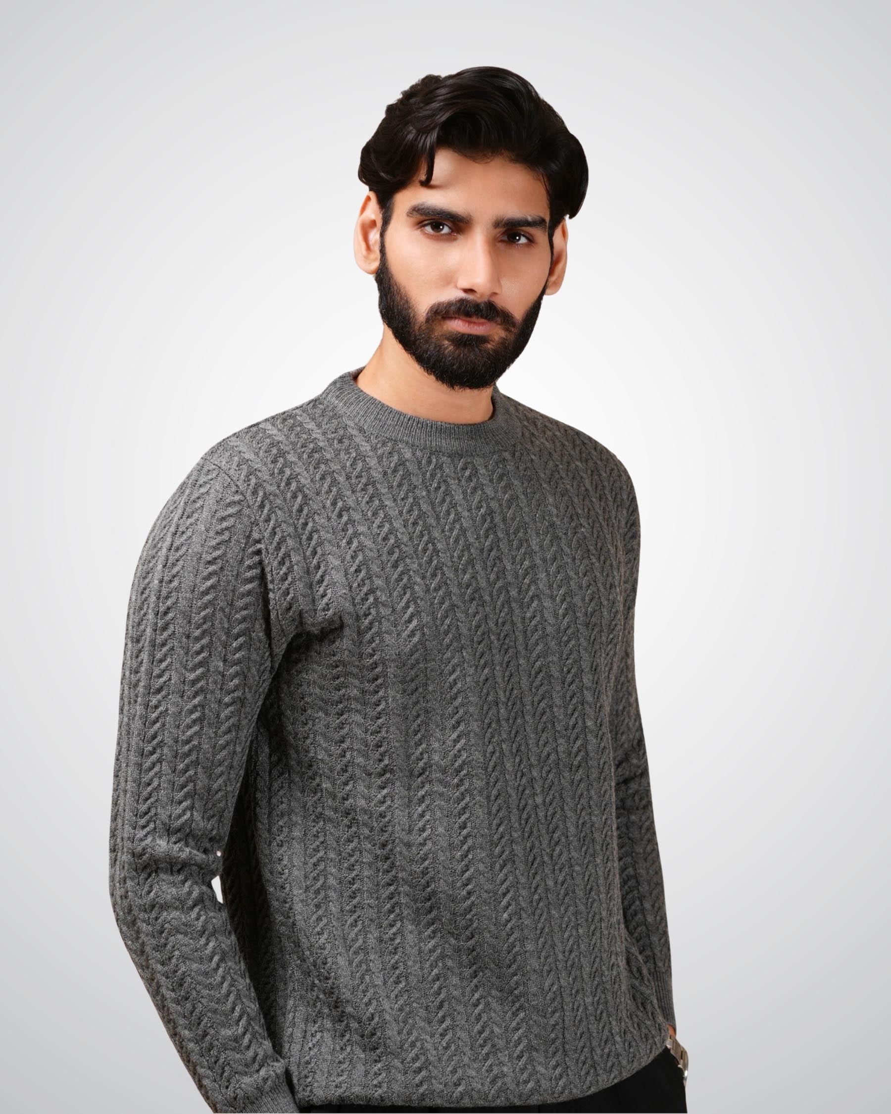 Cable Knit Sweater in Grey