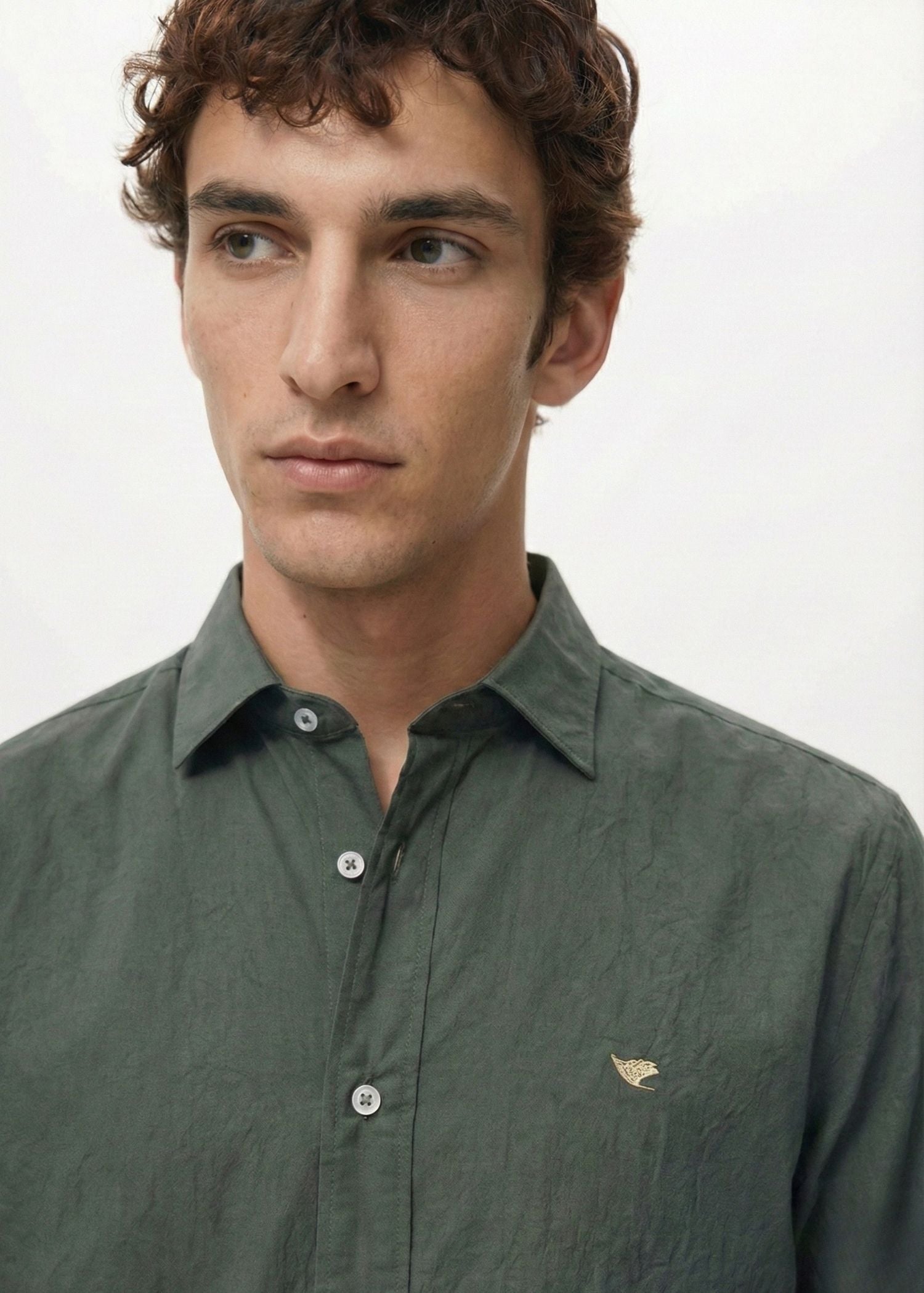 Lunar Green Crushed Cotton Shirt