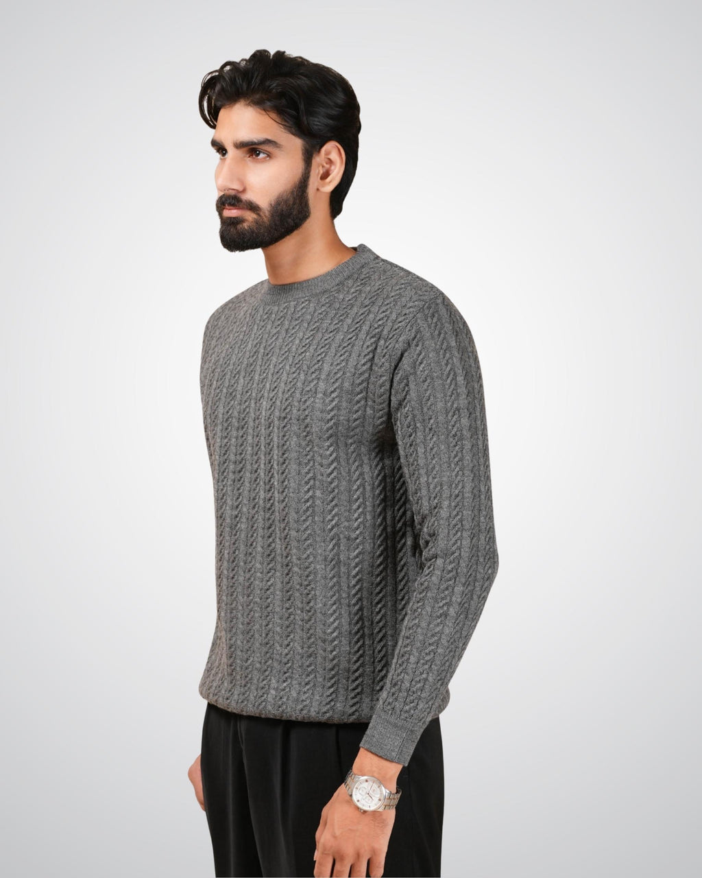 Cable Knit Sweater in Grey