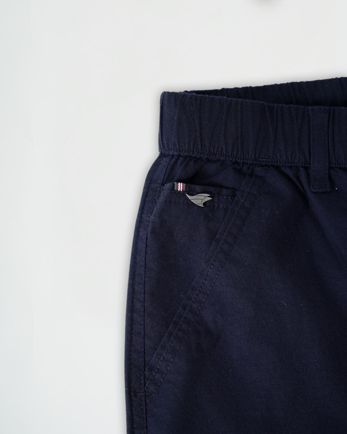 Navy Blue Cotton Drawstring Pants