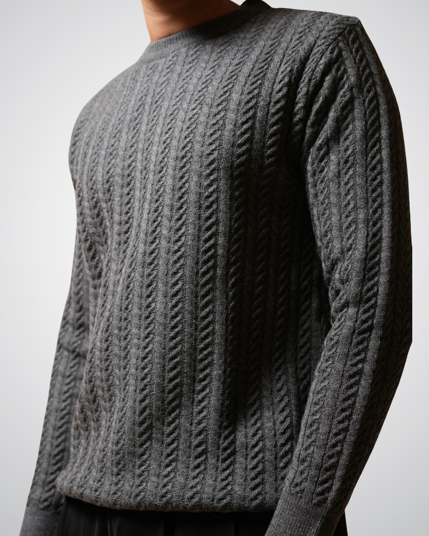 Cable Knit Sweater in Grey