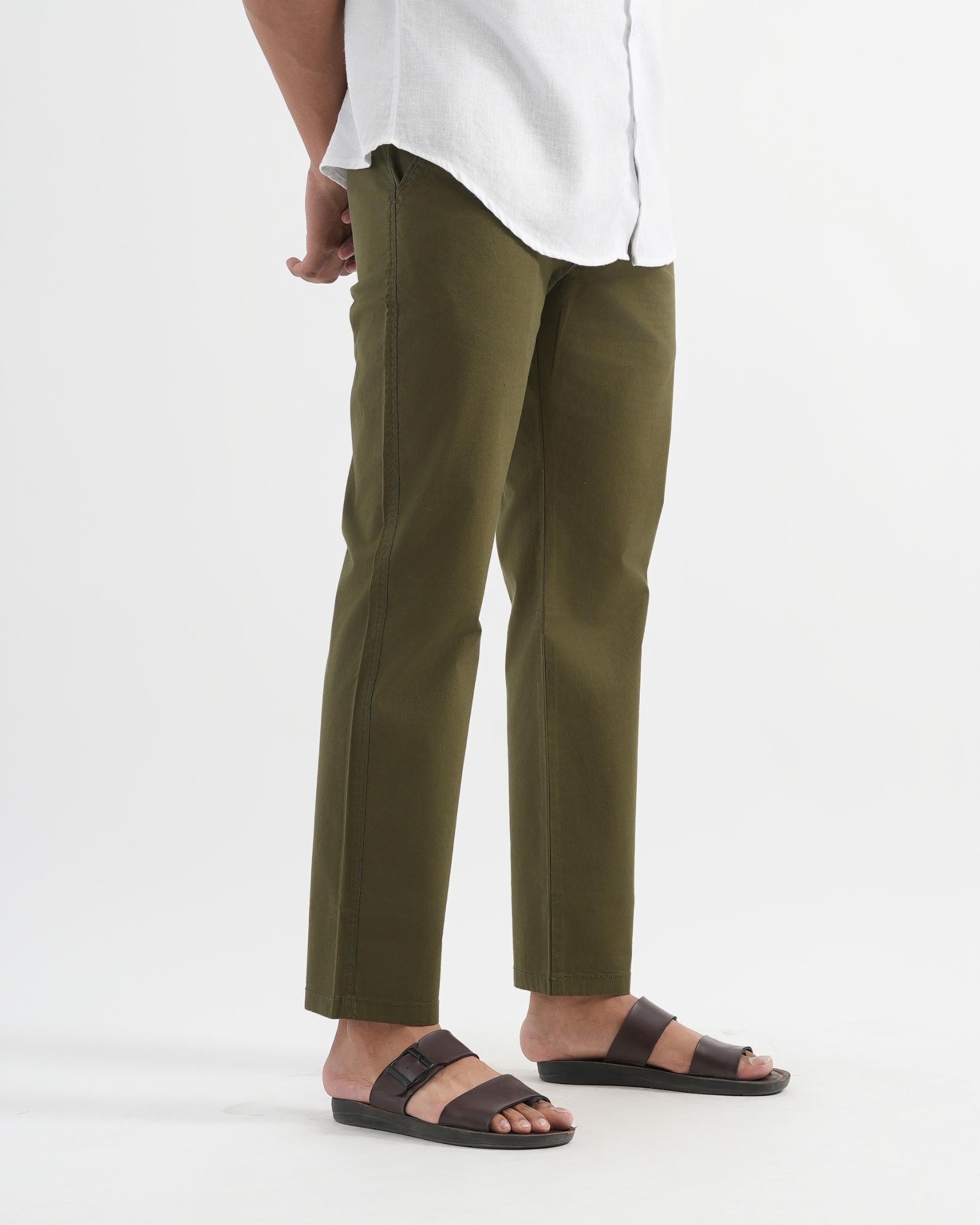 Green Cotton Drawstring Pants