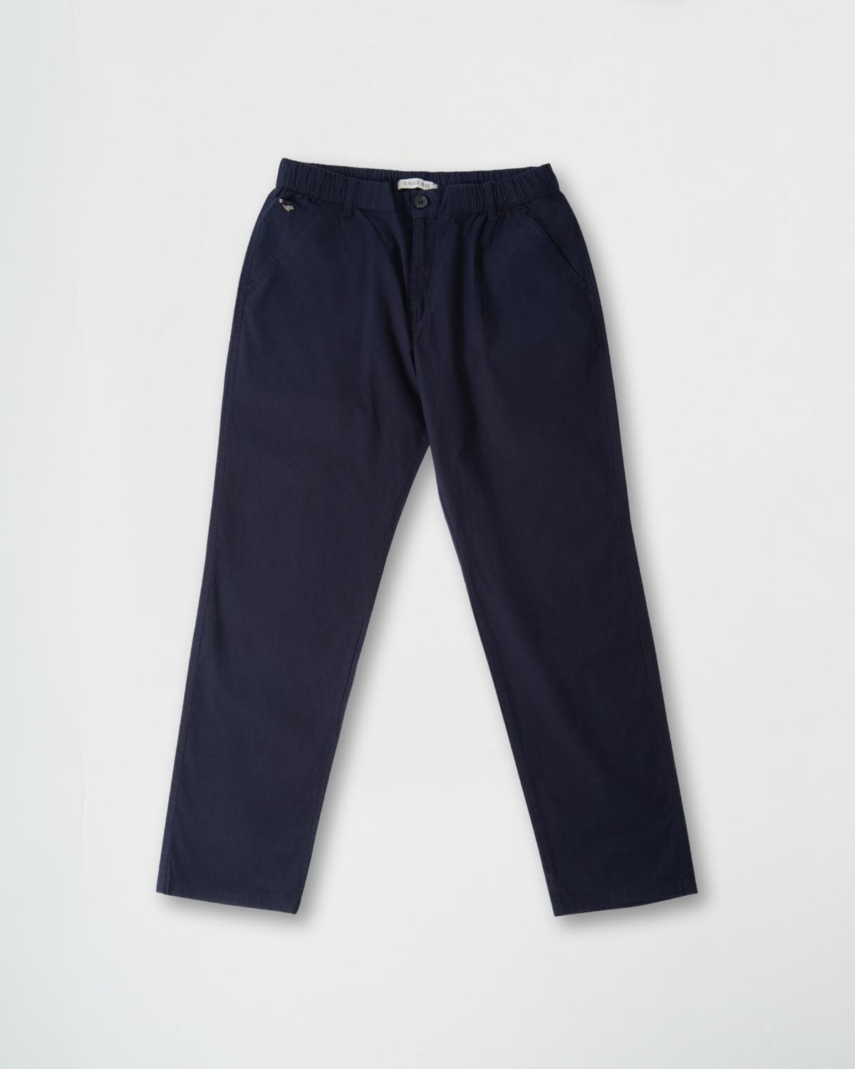 Navy Blue Cotton Drawstring Pants
