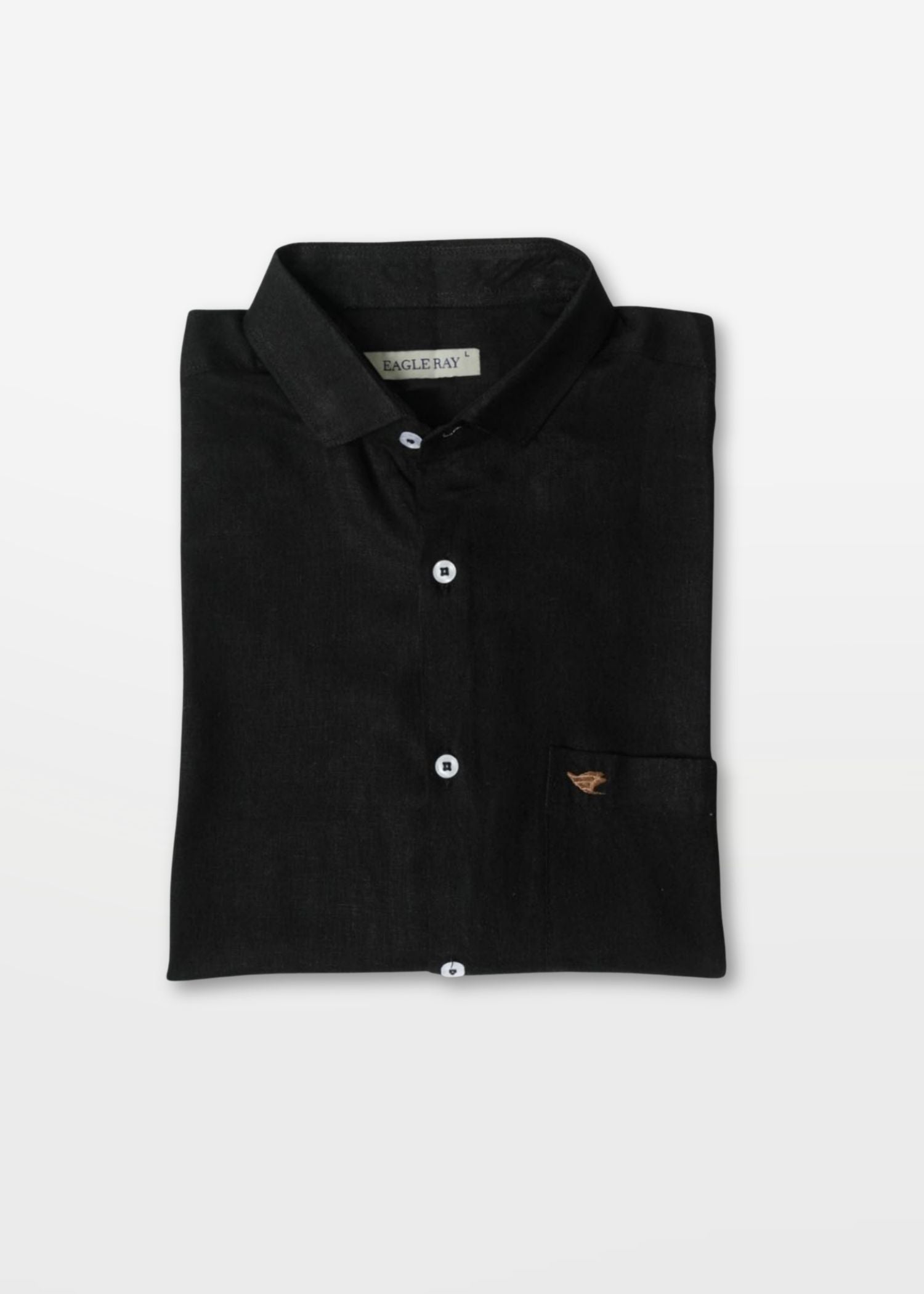 Onyx Black Viscose Linen Shirt