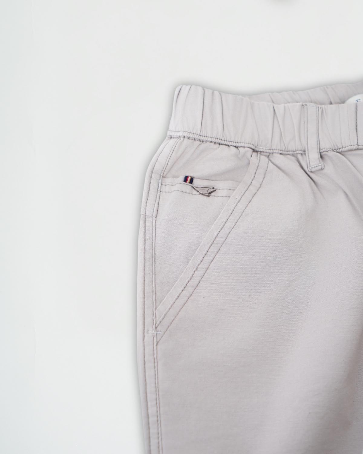 Light Grey Cotton Drawstring Pants