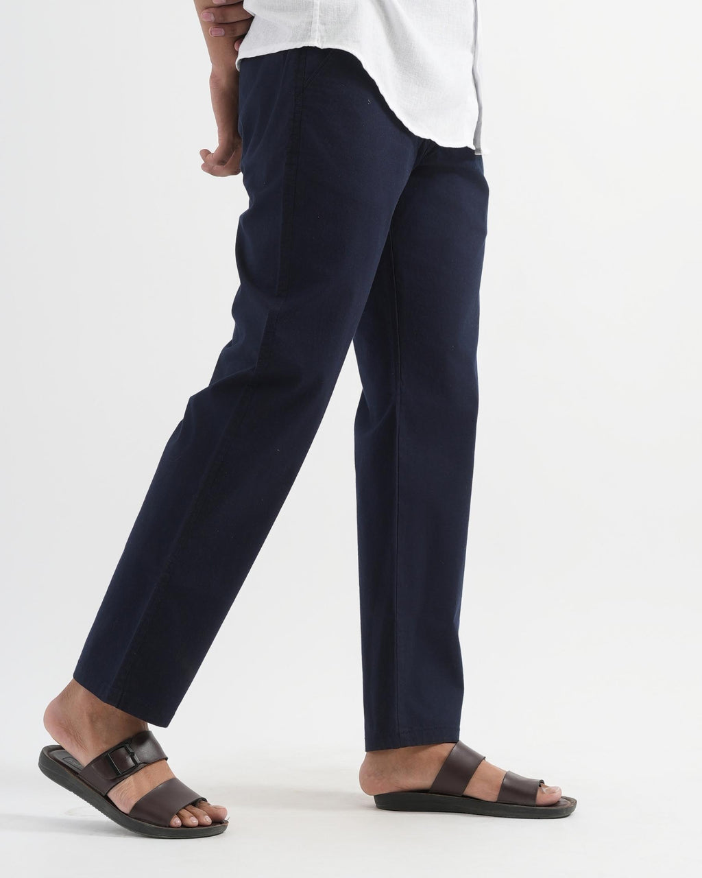 Navy Blue Cotton Drawstring Pants