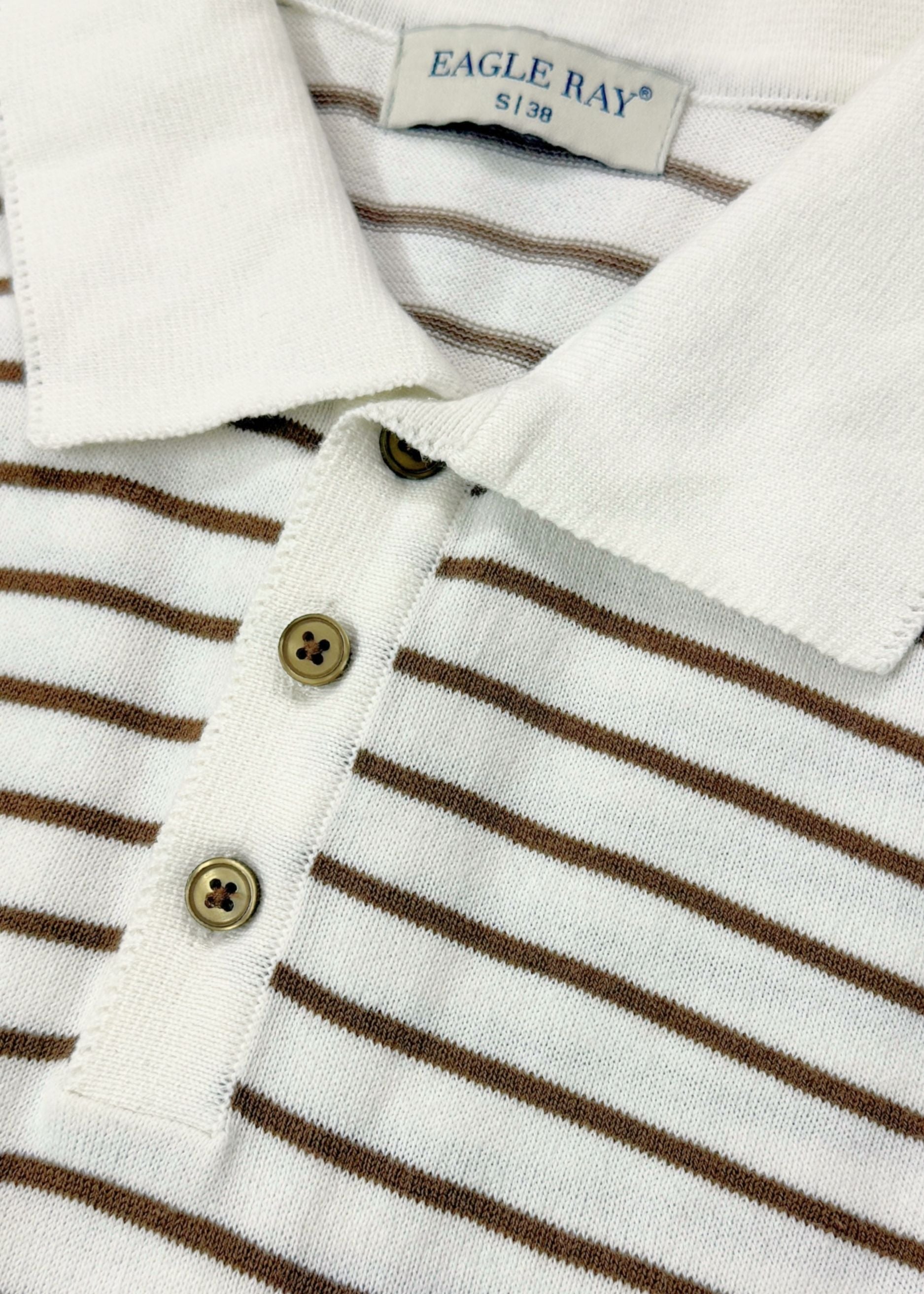 Brown Stripe Knit Polo Shirt