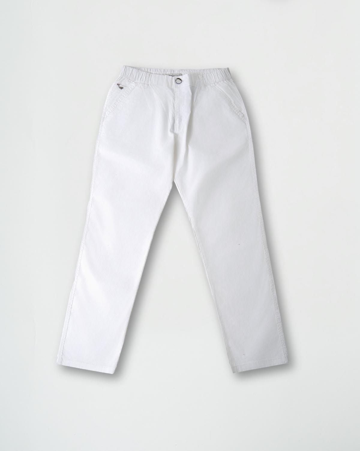 White Cotton Drawstring Pants