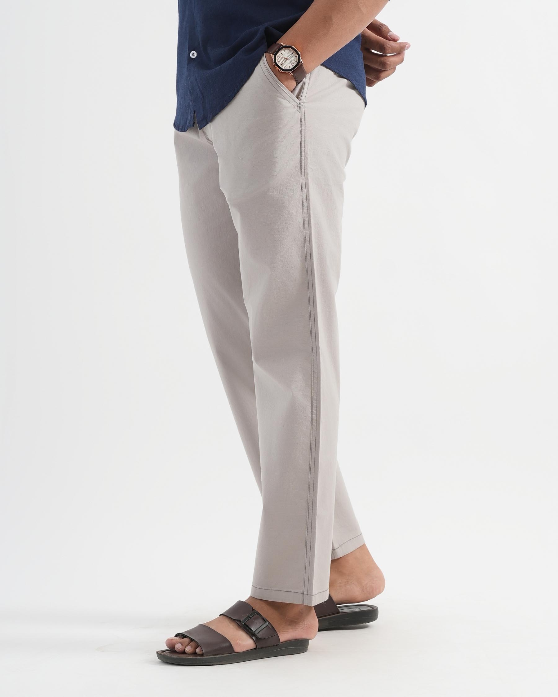 Light Grey Cotton Drawstring Pants