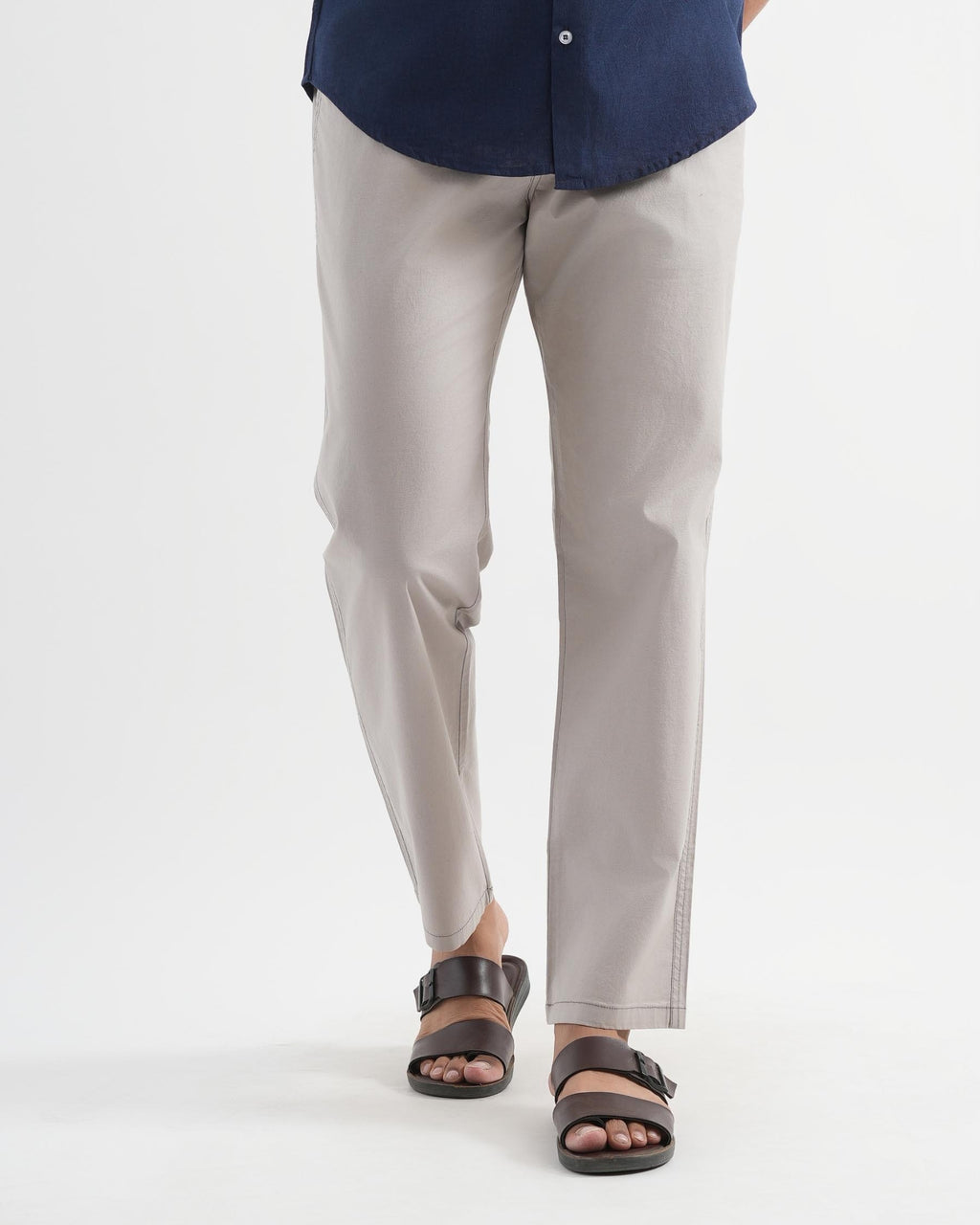 Light Grey Cotton Drawstring Pants