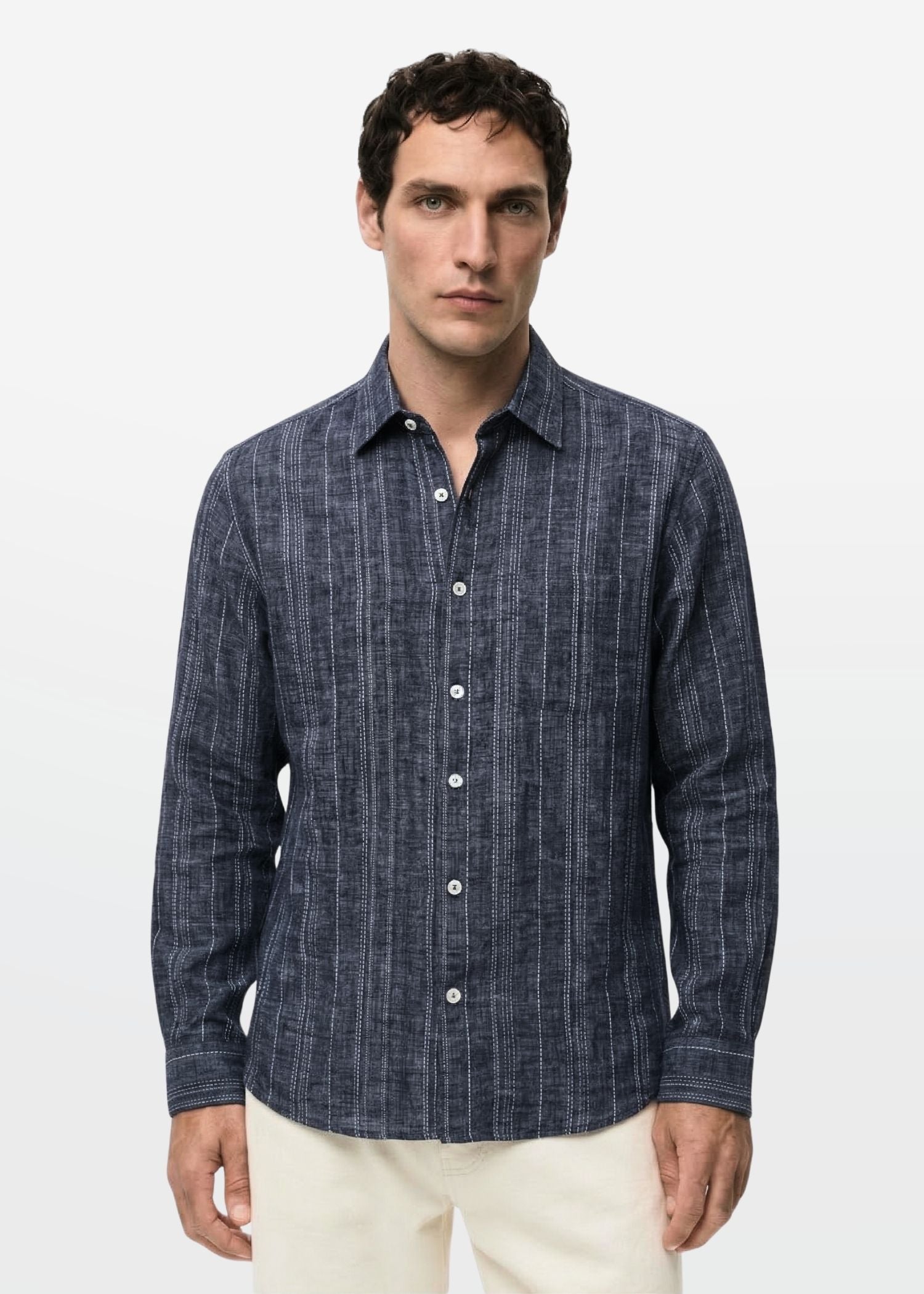 Indigo Stripe Textured Shirt