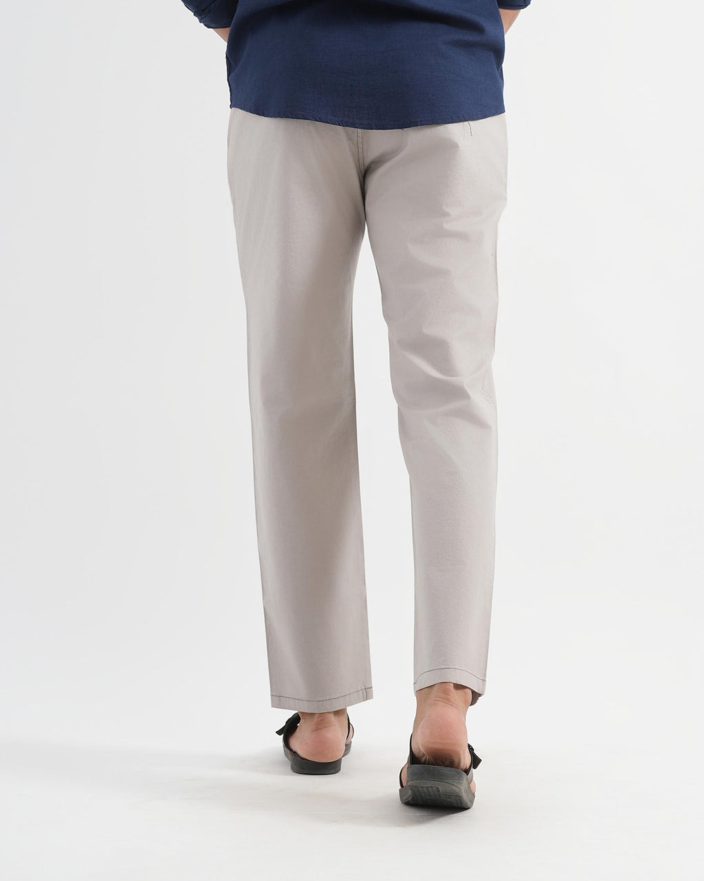 Light Grey Cotton Drawstring Pants