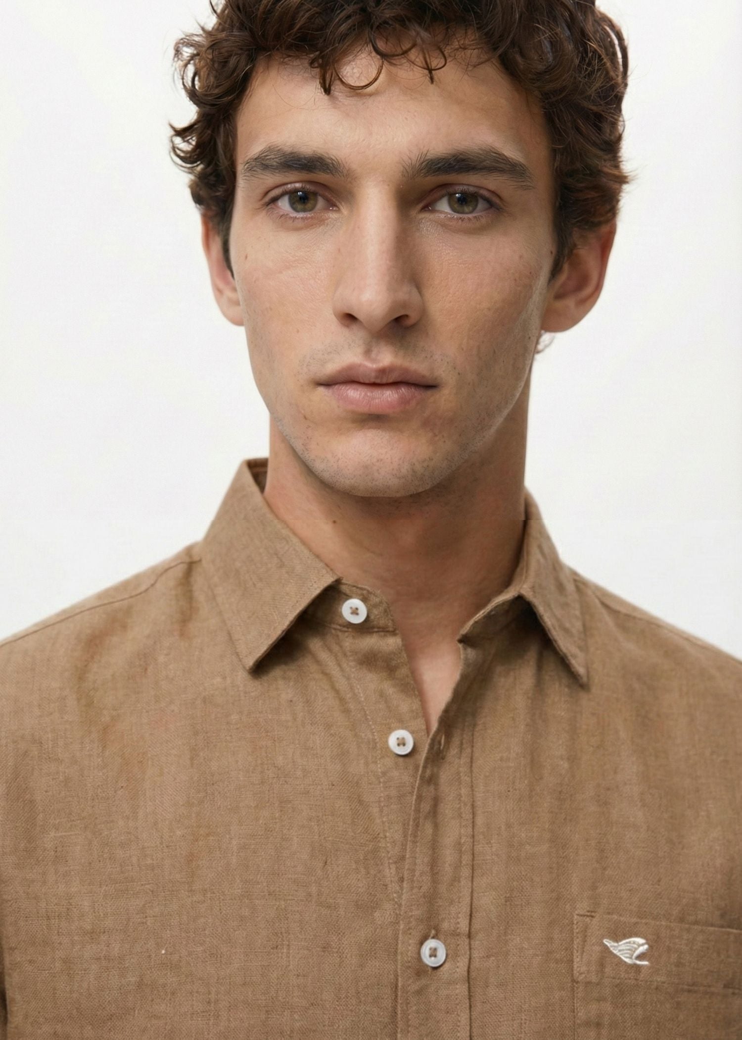 Mocha Brown Viscose Linen Shirt