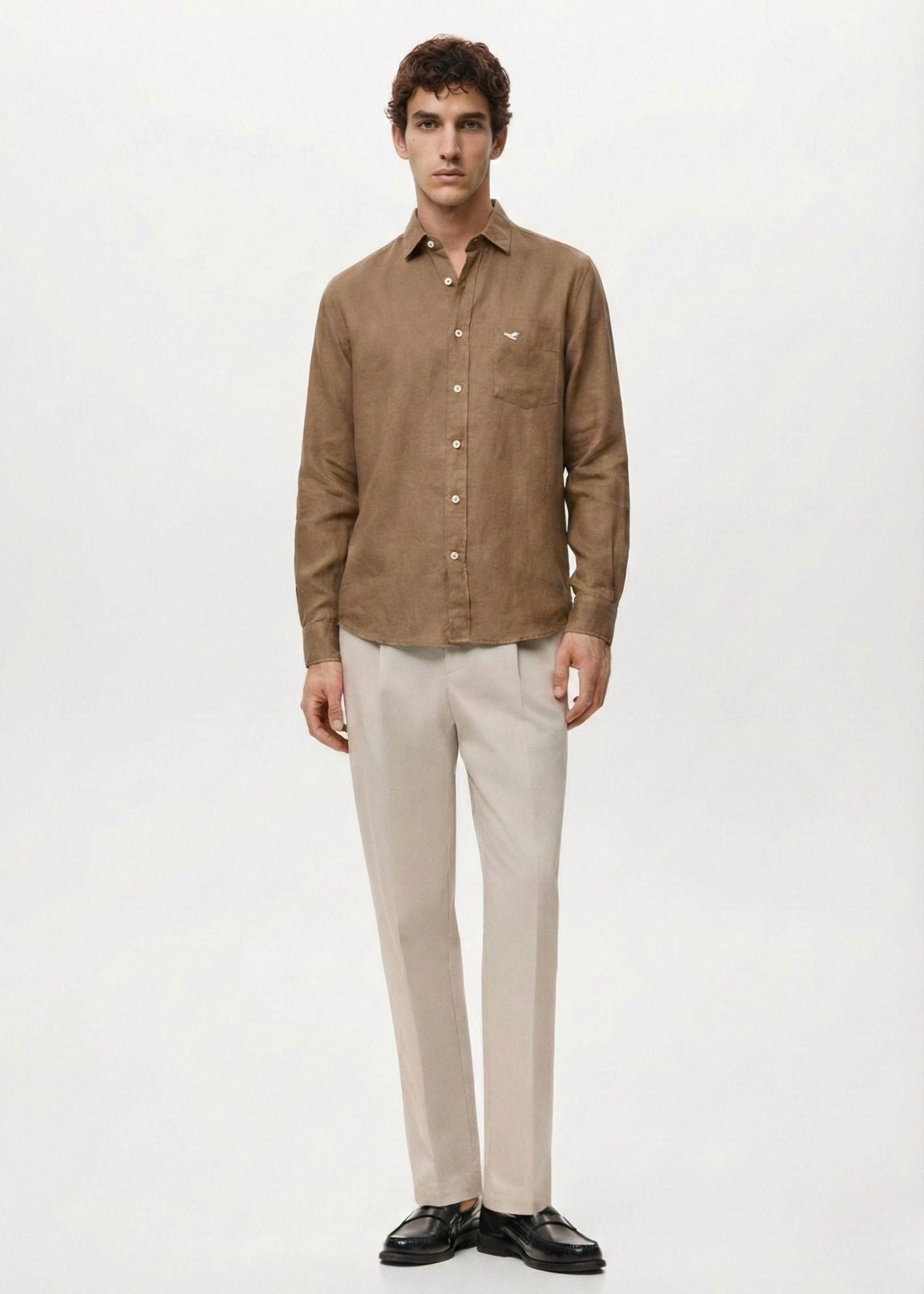 Mocha Brown Viscose Linen Shirt