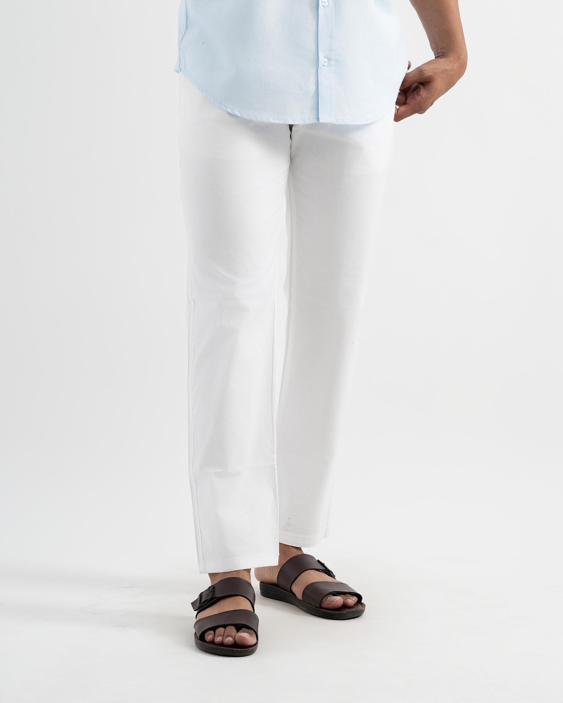 White Cotton Drawstring Pants