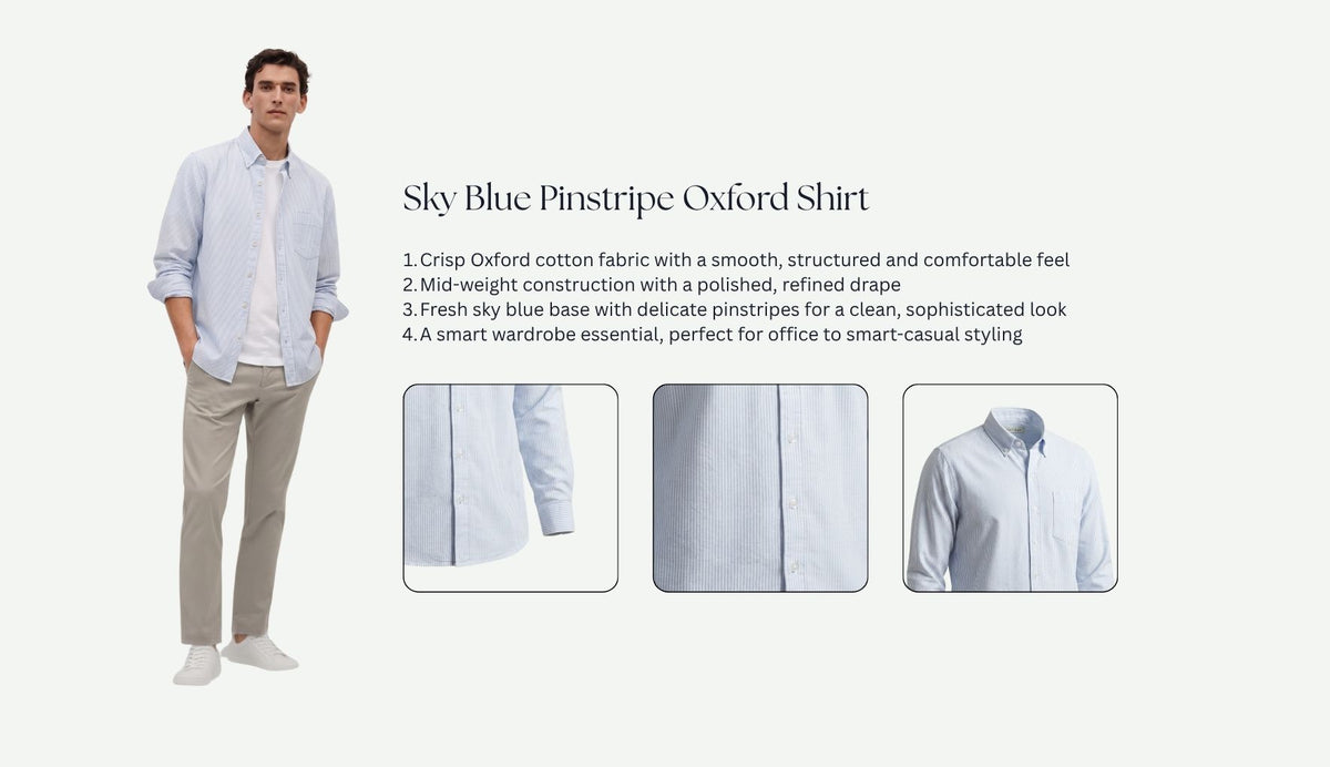 Relaxed Fit Sky Blue Pinstripe Shirt