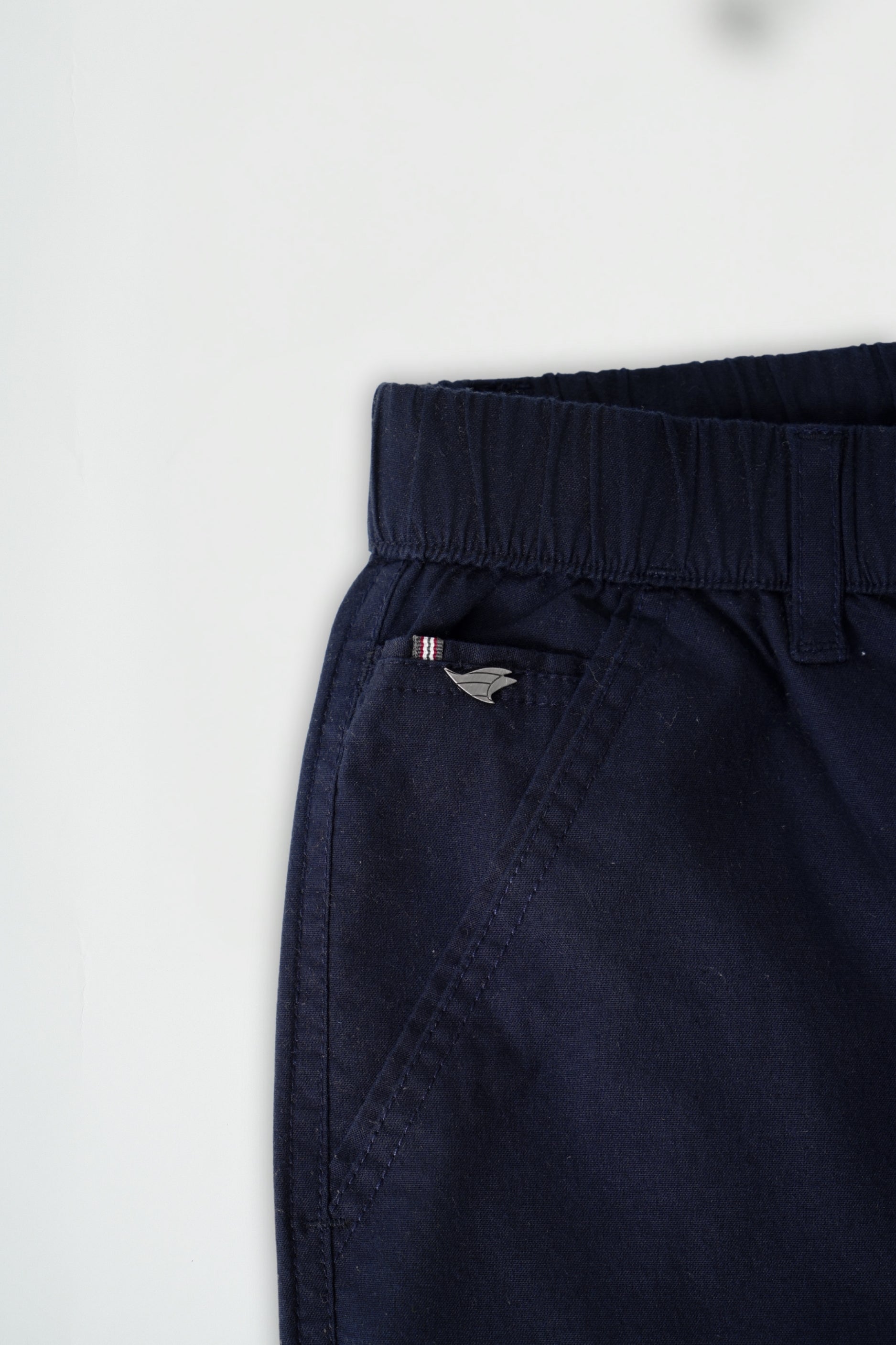 Navy Blue Cotton Drawstring Pants