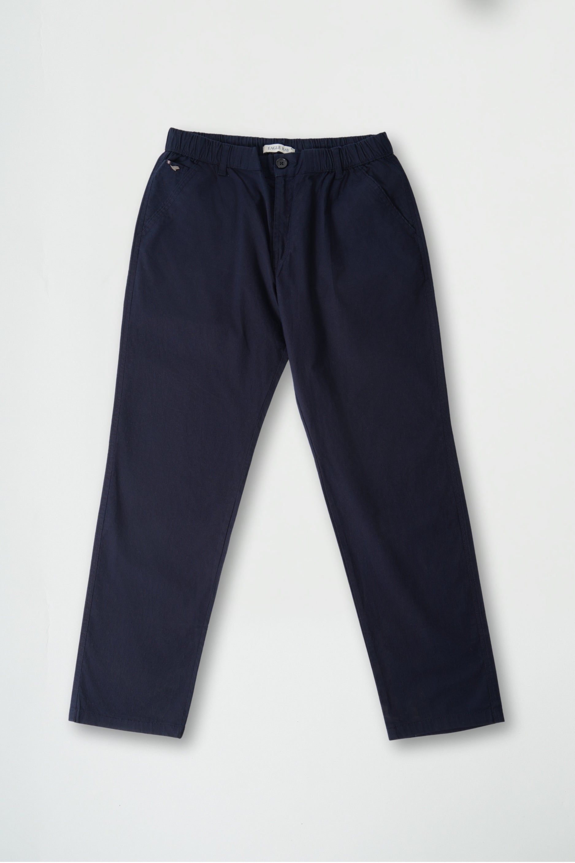 Navy Blue Cotton Drawstring Pants