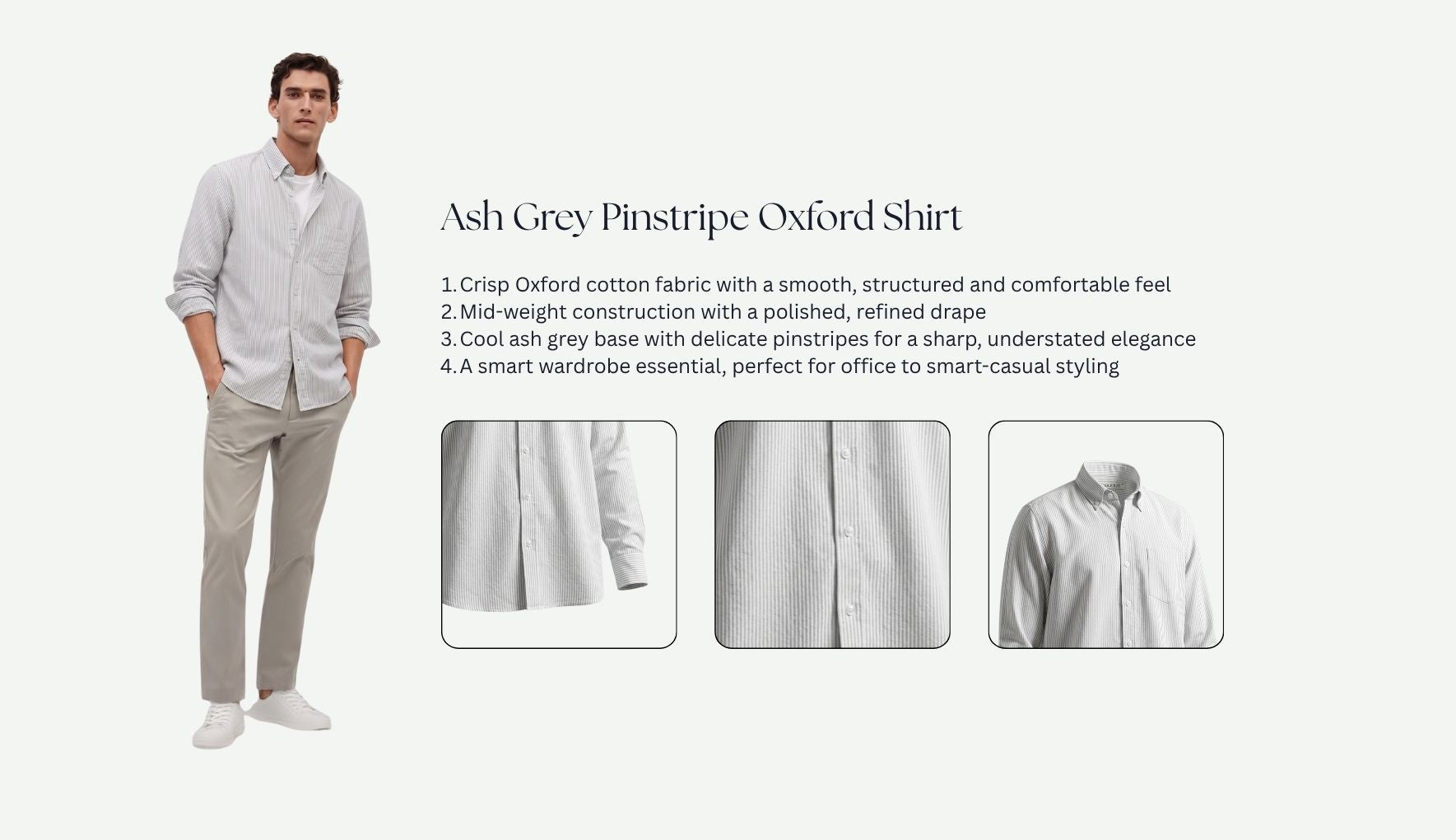 Ash Grey Pinstripe Oxford Shirt