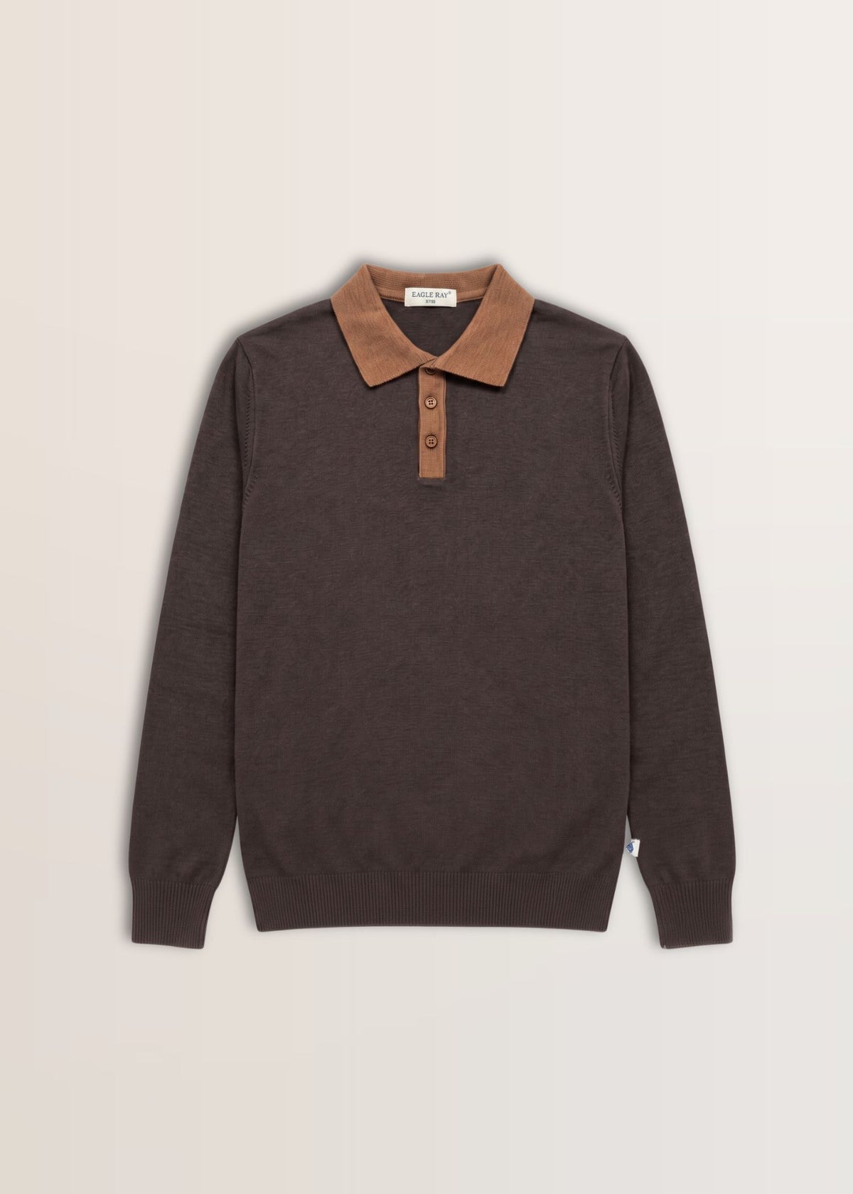 Dark Chocolate Contrast Collar Knit Polo — Men's Knit Polo India | Eagle Ray