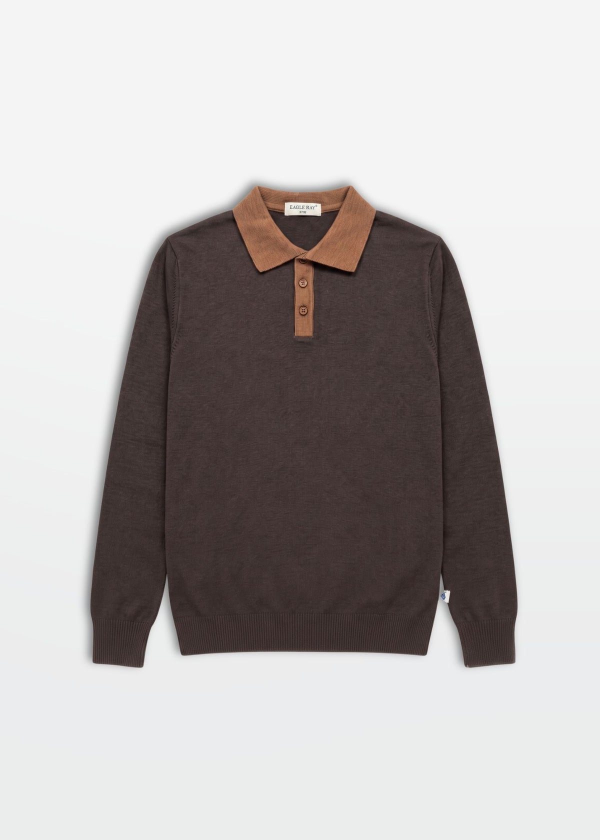 Dark Chocolate Contrast Collar Knit Polo