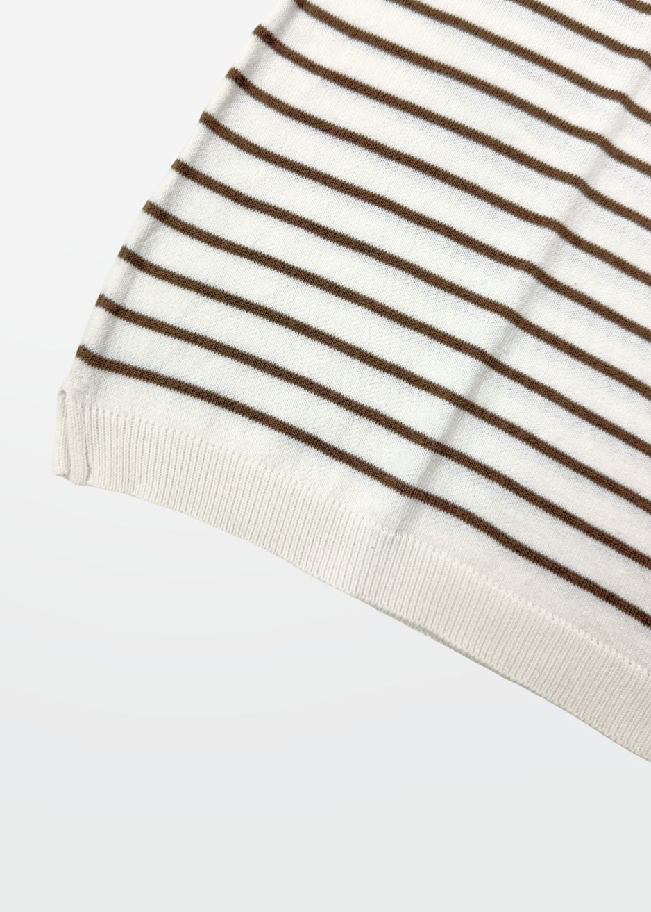 Brown Stripe Knit Polo Shirt — Men's Cotton Knit Polo | Eagle Ray